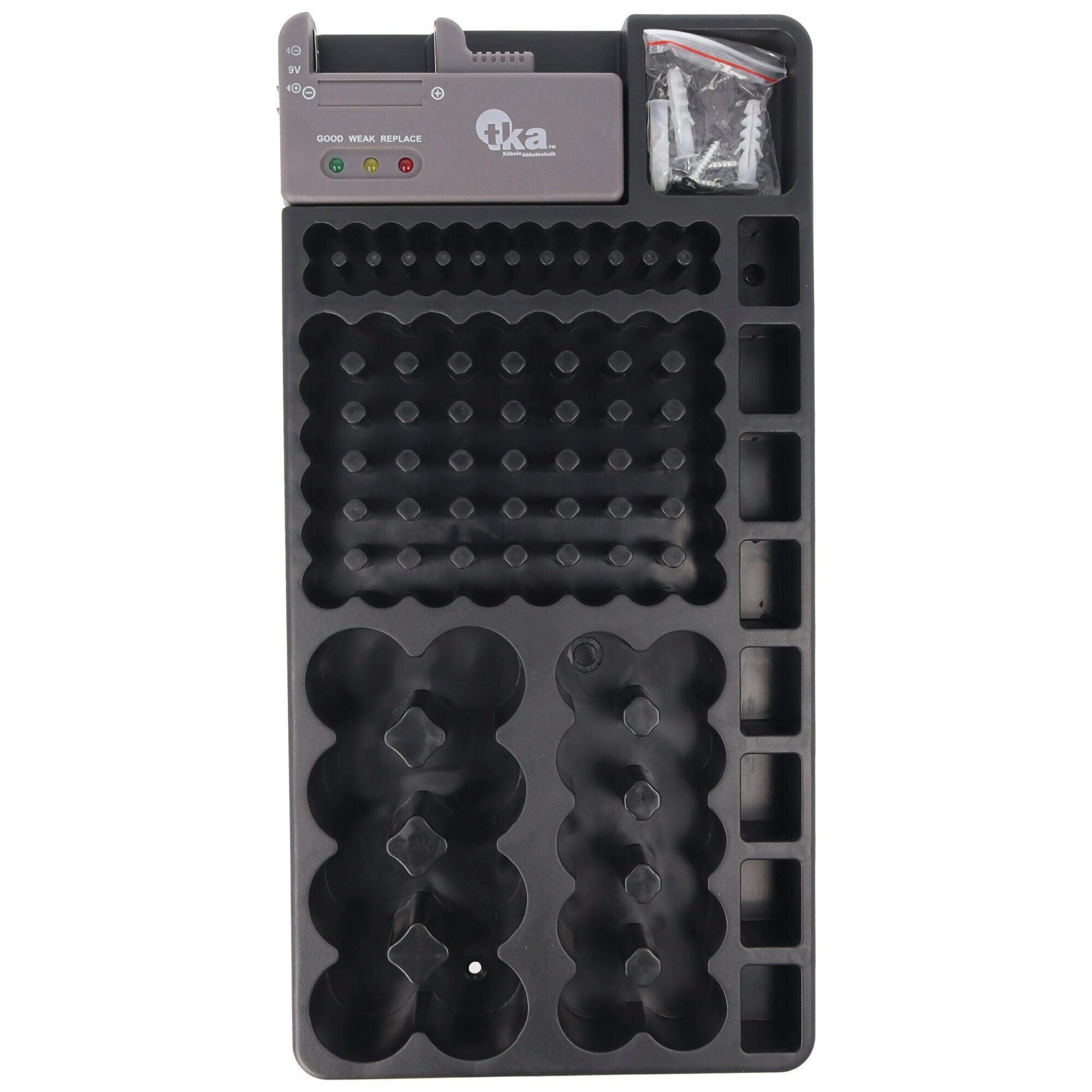 AccuCell 2in1-Batterie-Organizer, Universal Akkubox für Akku Batter oder Batterie 1-110