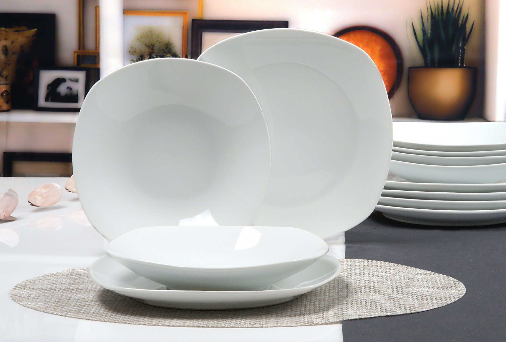 Retsch Arzberg Tafelservice Geschirr-Set Fino (12-tlg), 6 Personen, Porzellan, Teller Set, weiß, Made in Germany, 12 Teile, für 6 Personen