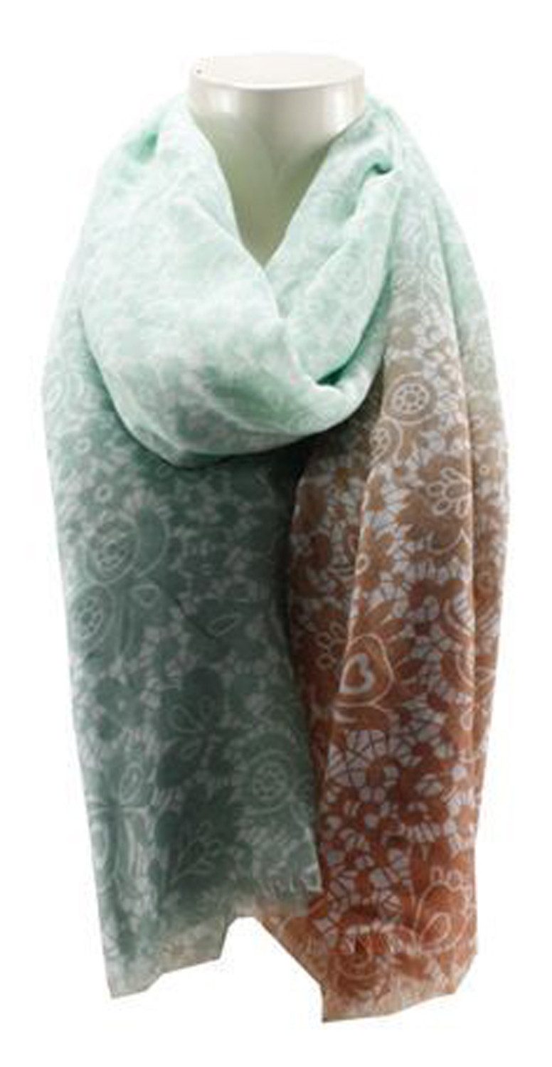 chic4home Schal Dreamy Flair, (1-St. 1-teilig), sommerlicher Damen Schal Farbverlauf floraler Druck
