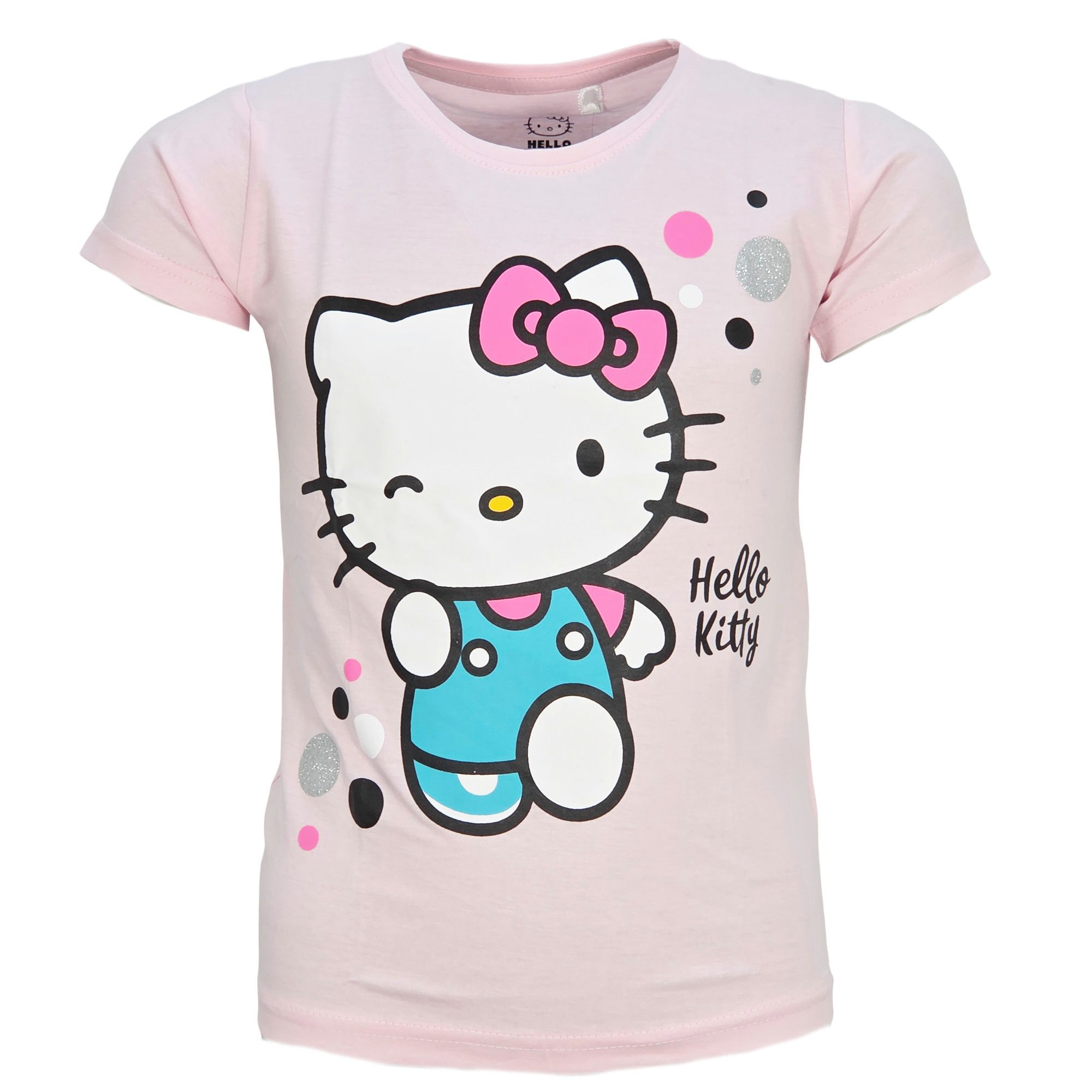 Hello Kitty Print-Shirt Hello Kitty Kinder Mädchen kurzarm T-Shirt Shirt 100% Baumwolle, Gr. 104 bis 134
