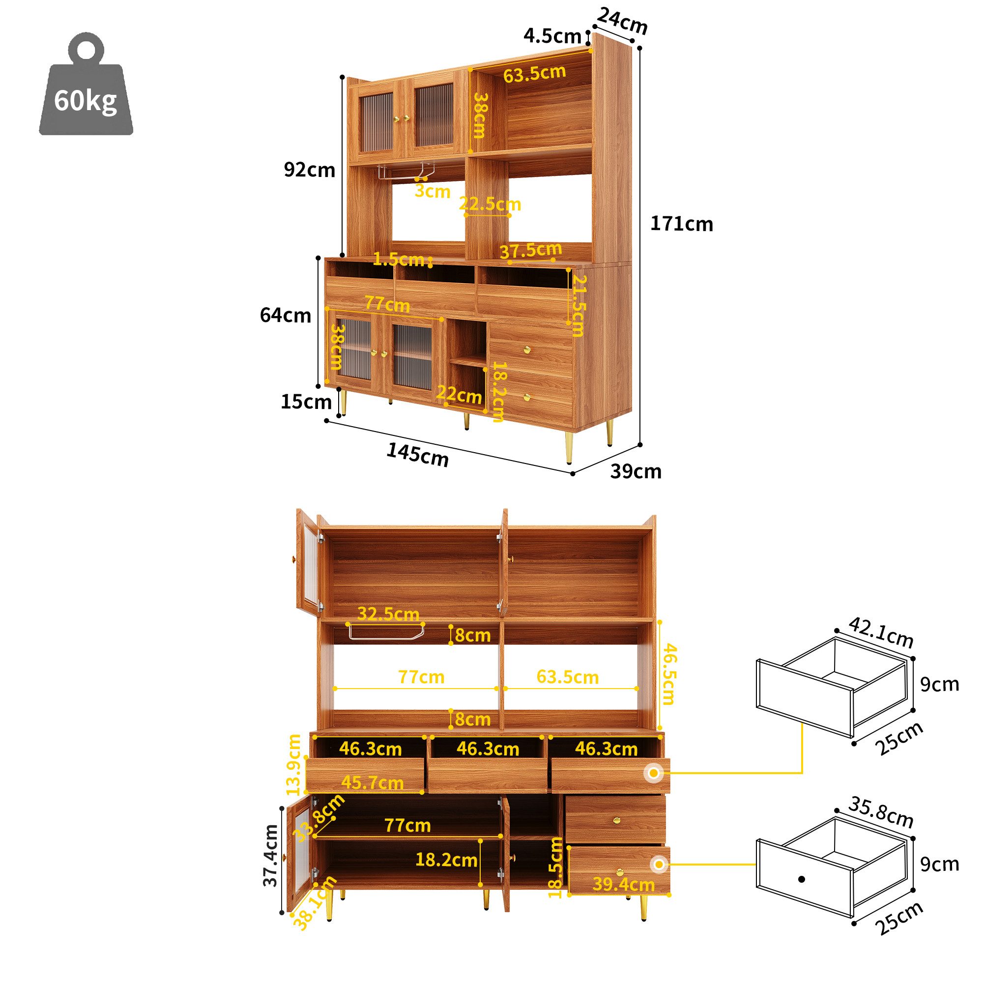 Celya Hochschrank Restaurant-Hochschrank,Glastür, Weinglasregal,mehrschicht günstig online kaufen