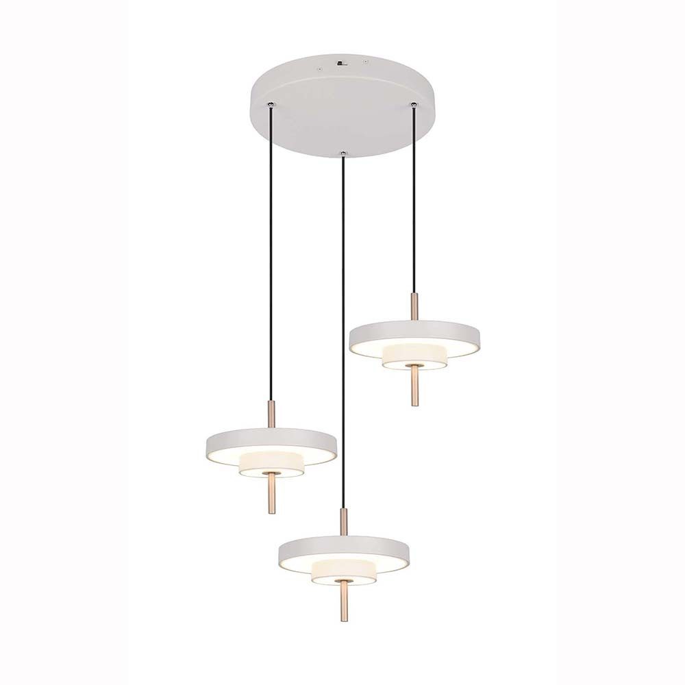 TRIO Leuchten LED-Hängeleuchte, LED-Leuchtmittel fest verbaut, Warmweiß, Neutralweiß, Farbwechsel, Hängeleuchte Pendellampe Esszimmerleuchte LED grau CCT
