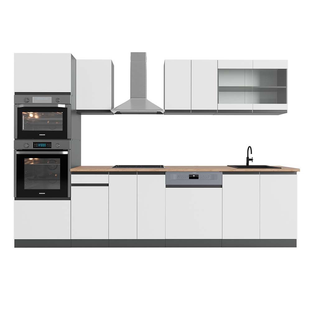Vicco Küchenzeile R-Line, Weiß/Anthrazit, 300 cm günstig online kaufen