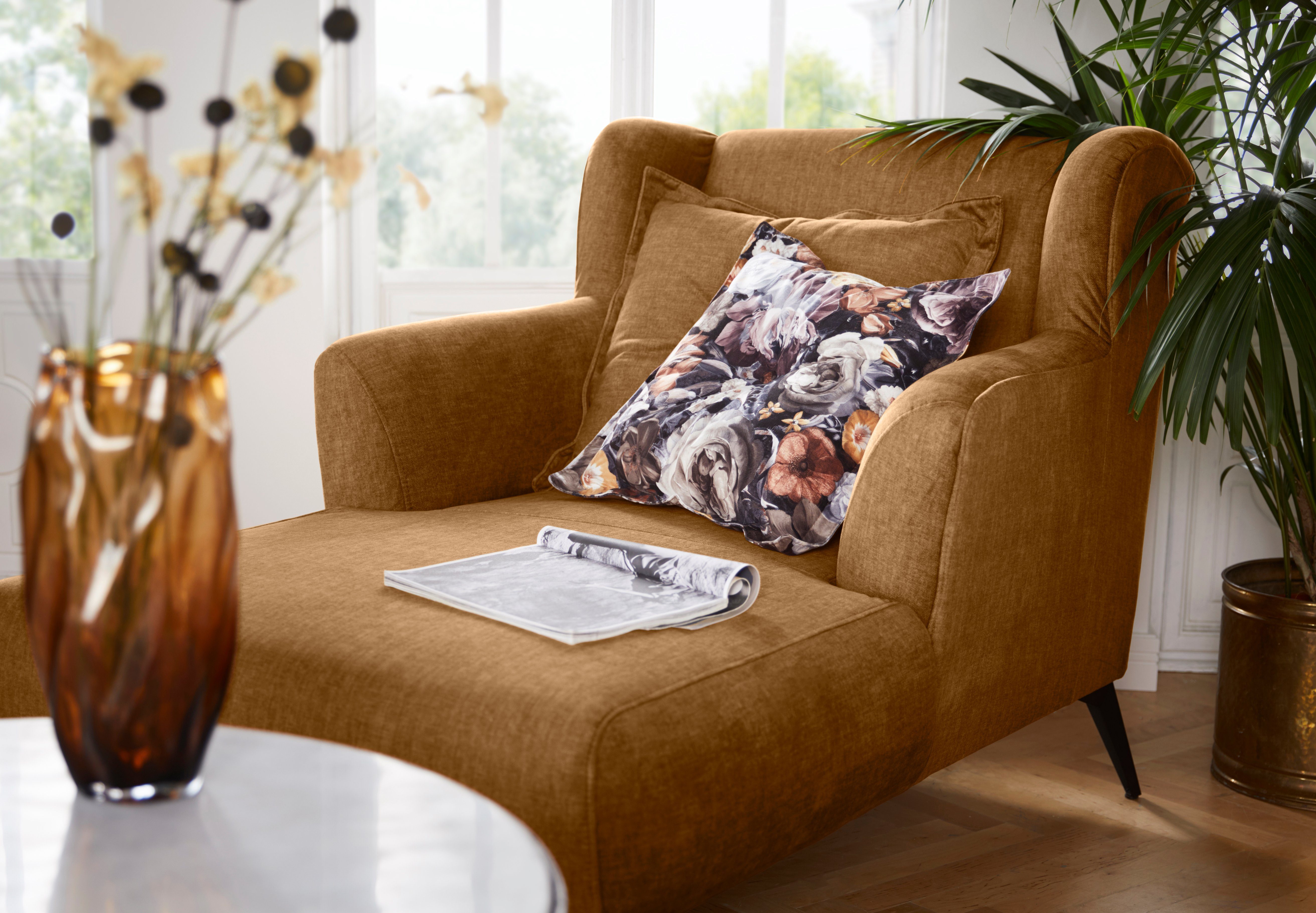 Home affaire Loveseat Baggio Mega Sessel für Komfort und Entspannung, zeitlos und modern, Zierkissen inklusive, schwarze Metallfüße