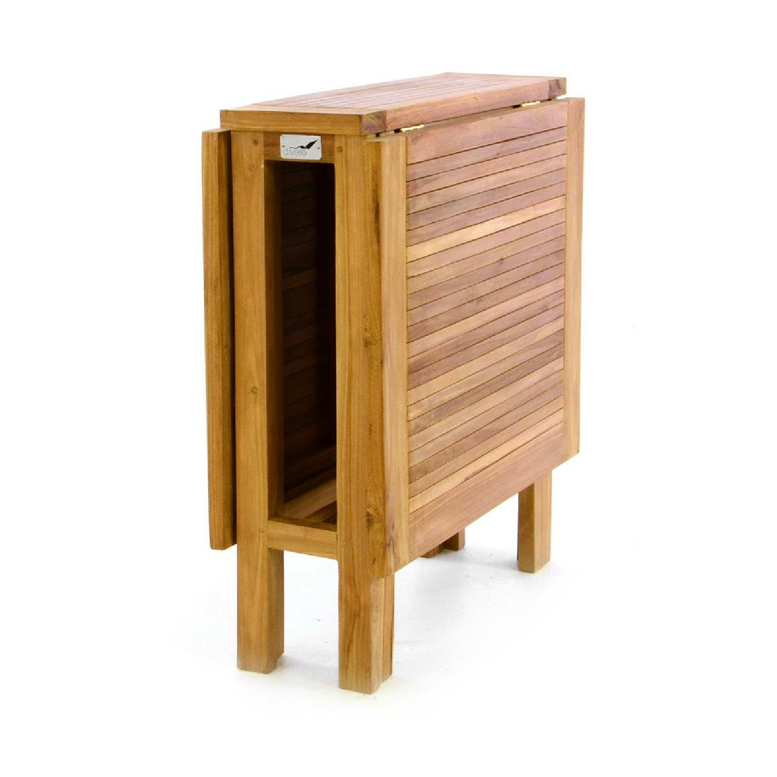 VCM Gartentisch Balkontisch Teak H. 75 x B. 65 x T. 135 cm, Klapptisch, hochwertig Teak Holz – Bild 5 von 5