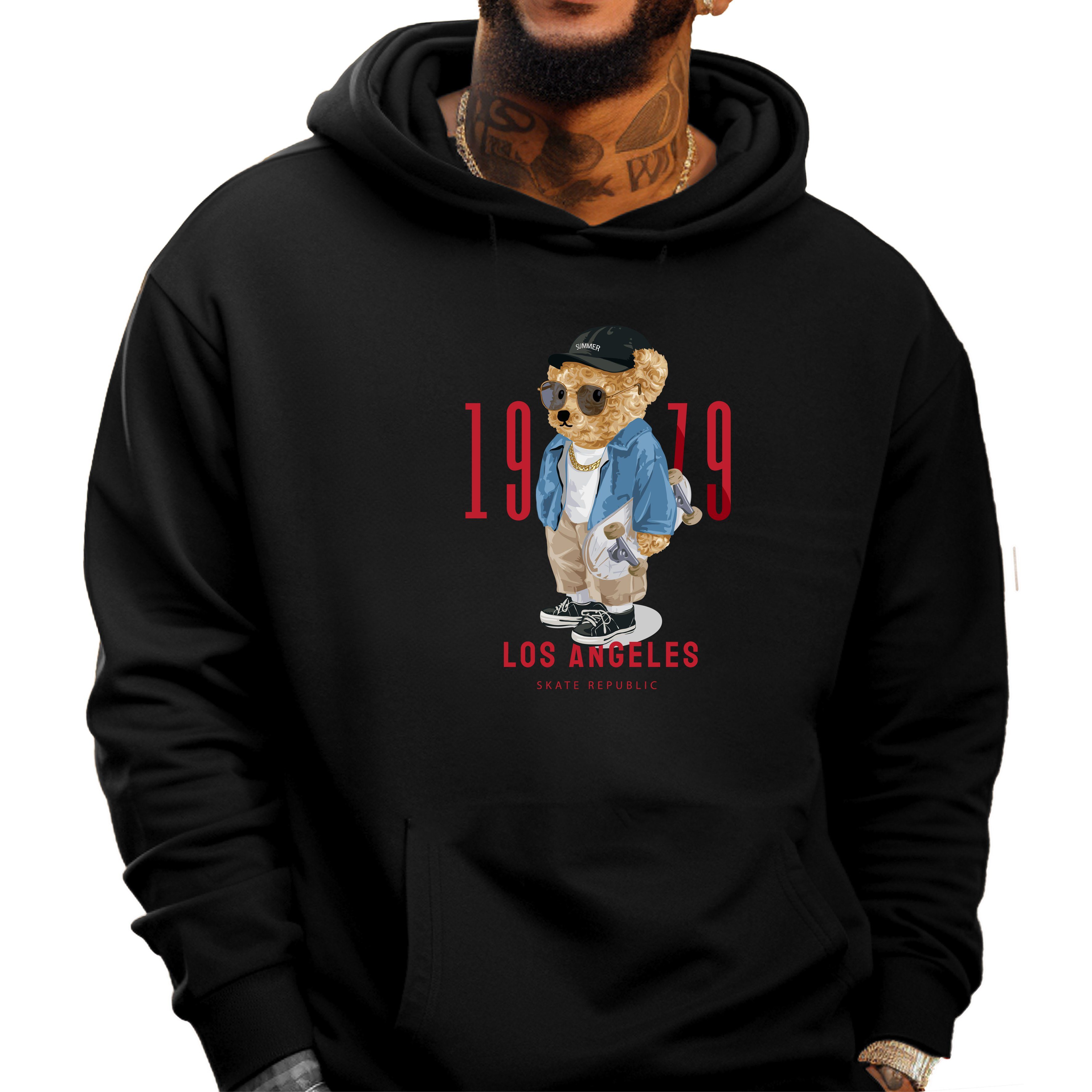 Hoodie Kapuzenpullover Bärenaufdruck in Größen XS - 6XL