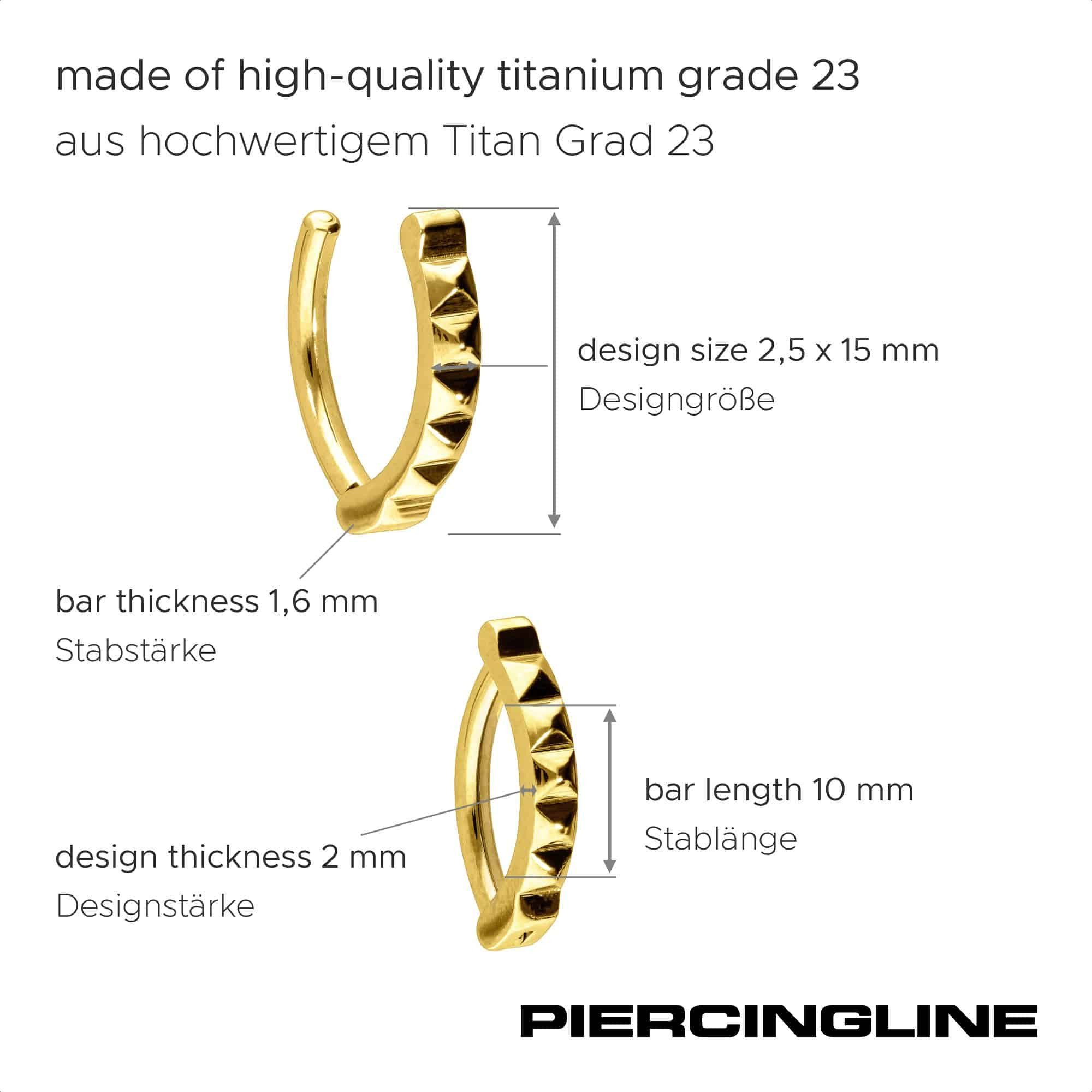 PIERCINGLINE Bauchnabelpiercing Titan Bauchnabelclicker BOGEN + NIETEN (Clicker, 1-tlg)