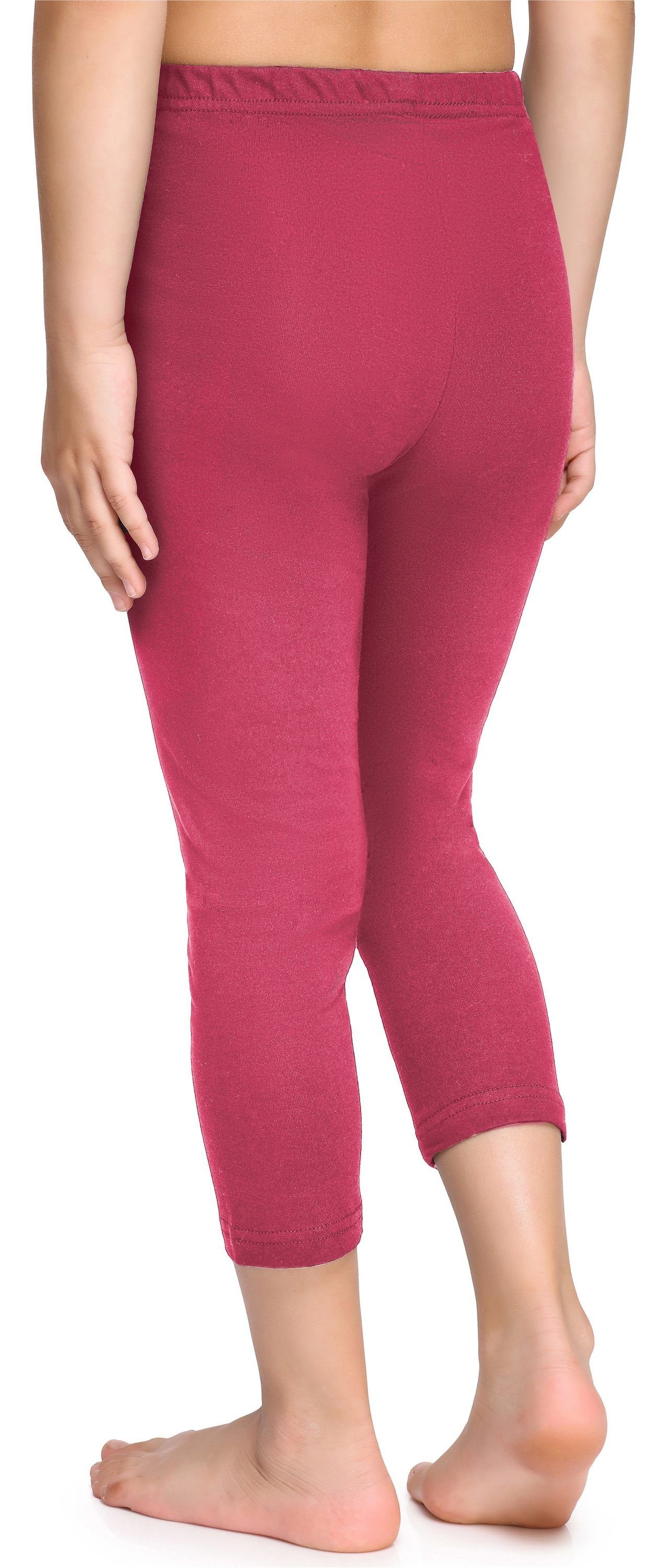 aus Bund Baumwolle MS10-226 elastischer Style 3/4 Capri Rosa (1-tlg) Leggings Merry Mädchen Leggings