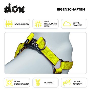 DDOXX Hunde-Geschirr Hundegeschirr Air Mesh, Step-In, verstellbar, gepolstert, Gelb L - 3,2 X 65-99 Cm