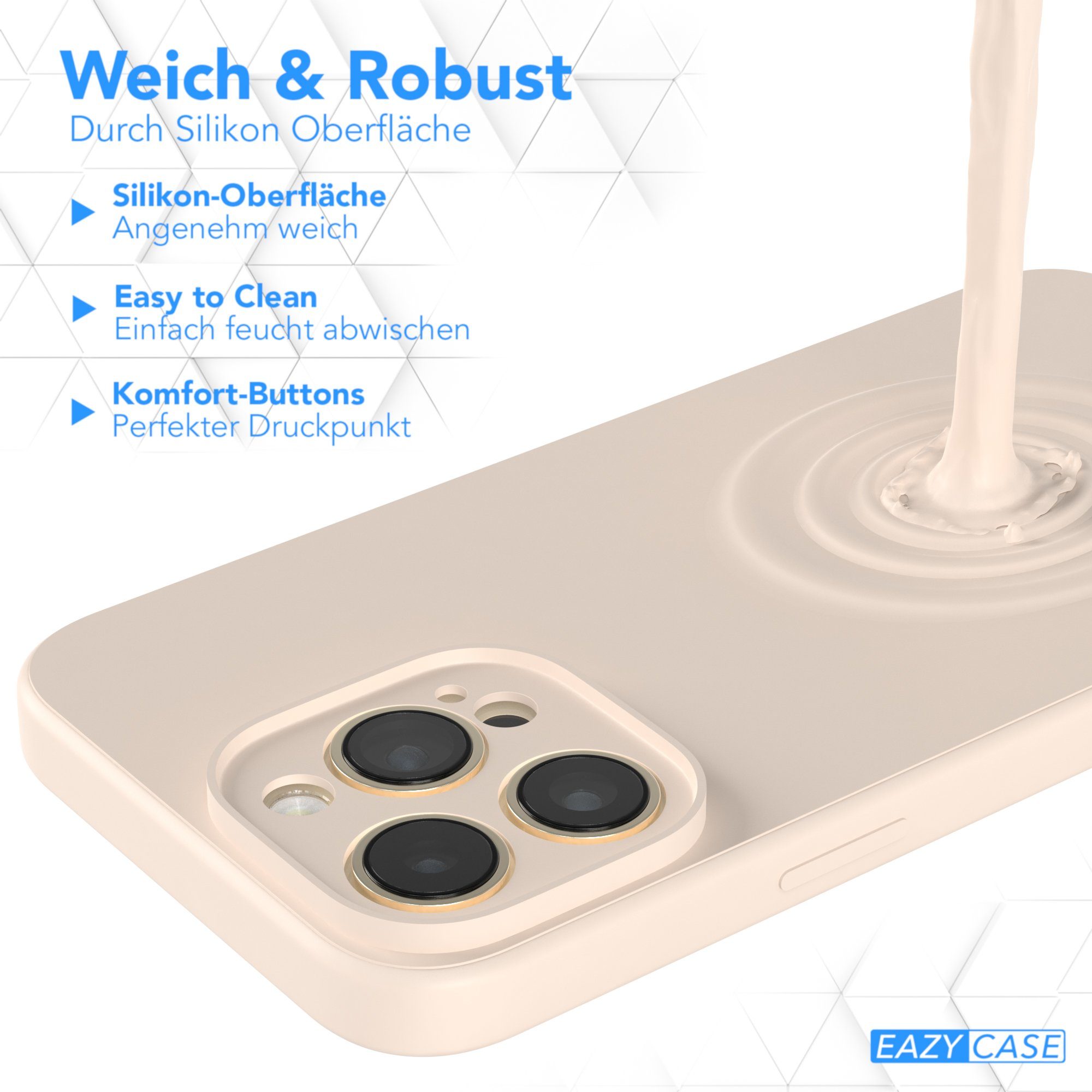 EAZY CASE Handyhülle für Apple iPhone 14 Pro Max Hülle Silikon 6,7 Zoll, Bumper Case Matt Slimcover Silikonschutzhülle elastisch Taupe / Beige – Bild 5 von 5