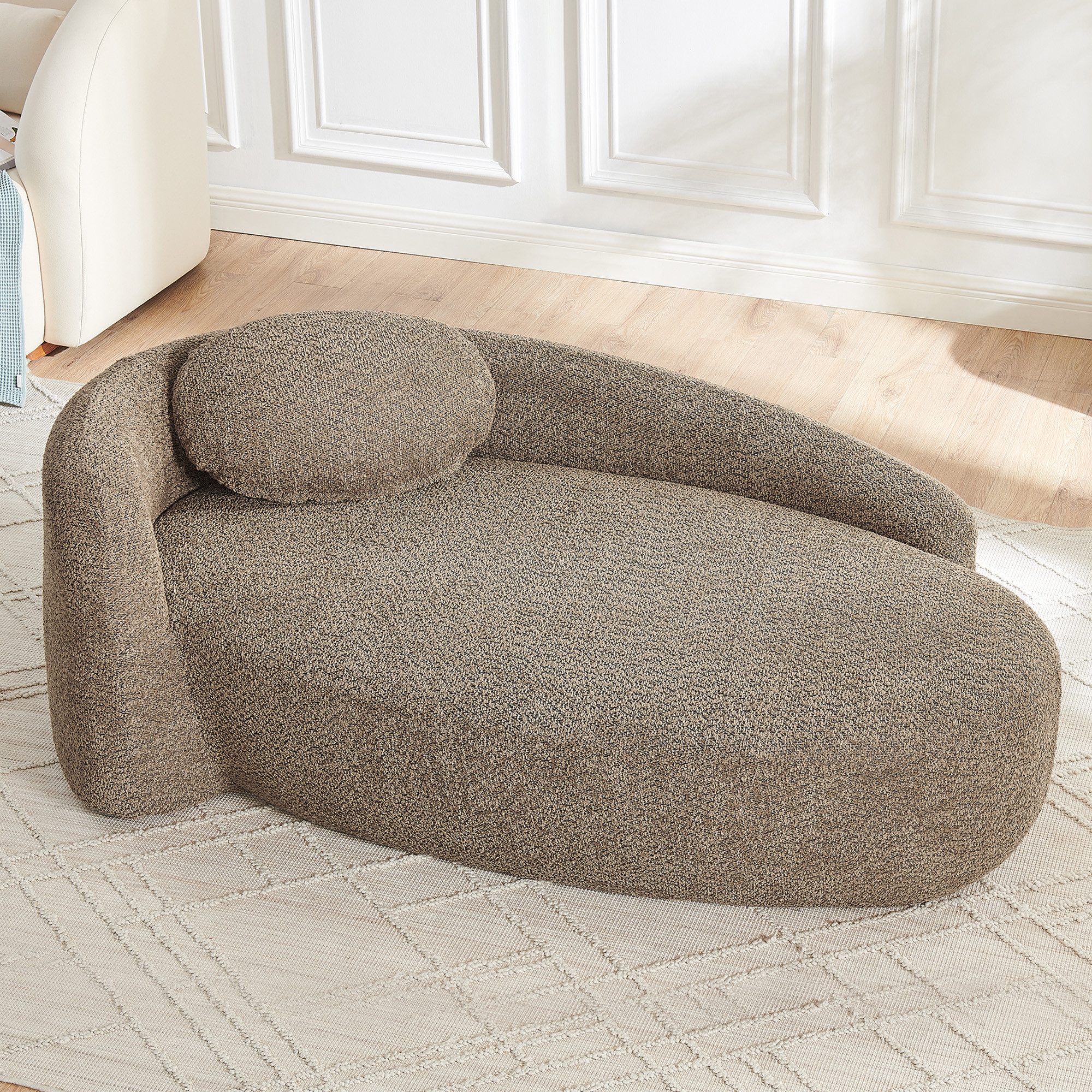 Celya Sofa Minimalistisches Teddyfleece-Sofa mit abgerundetem Design, weich gepolsterte Couch mit Kissen