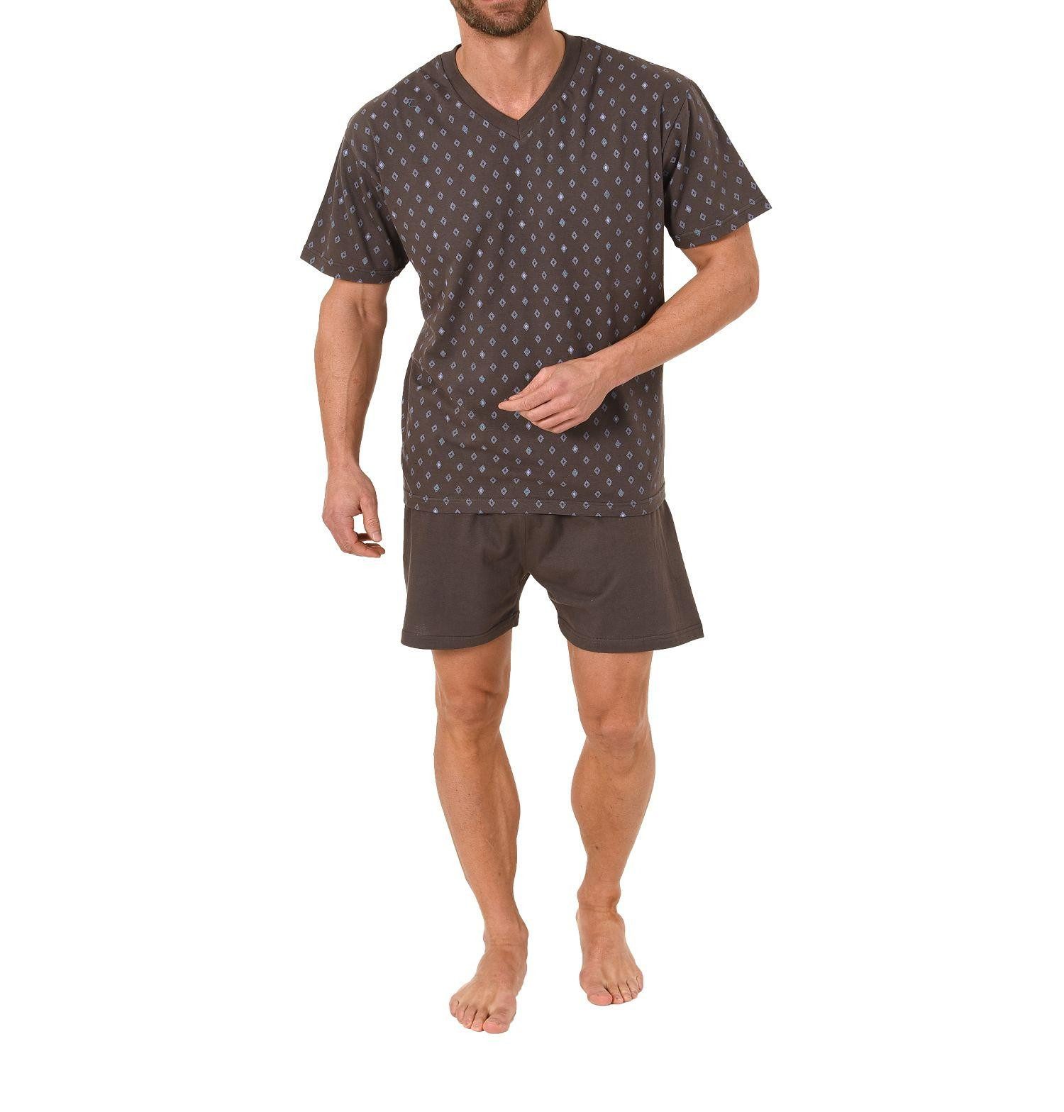 Normann Pyjama Herren Shorty Schlafanzug kurzarm mit V-Hals – 181 001 günstig online kaufen