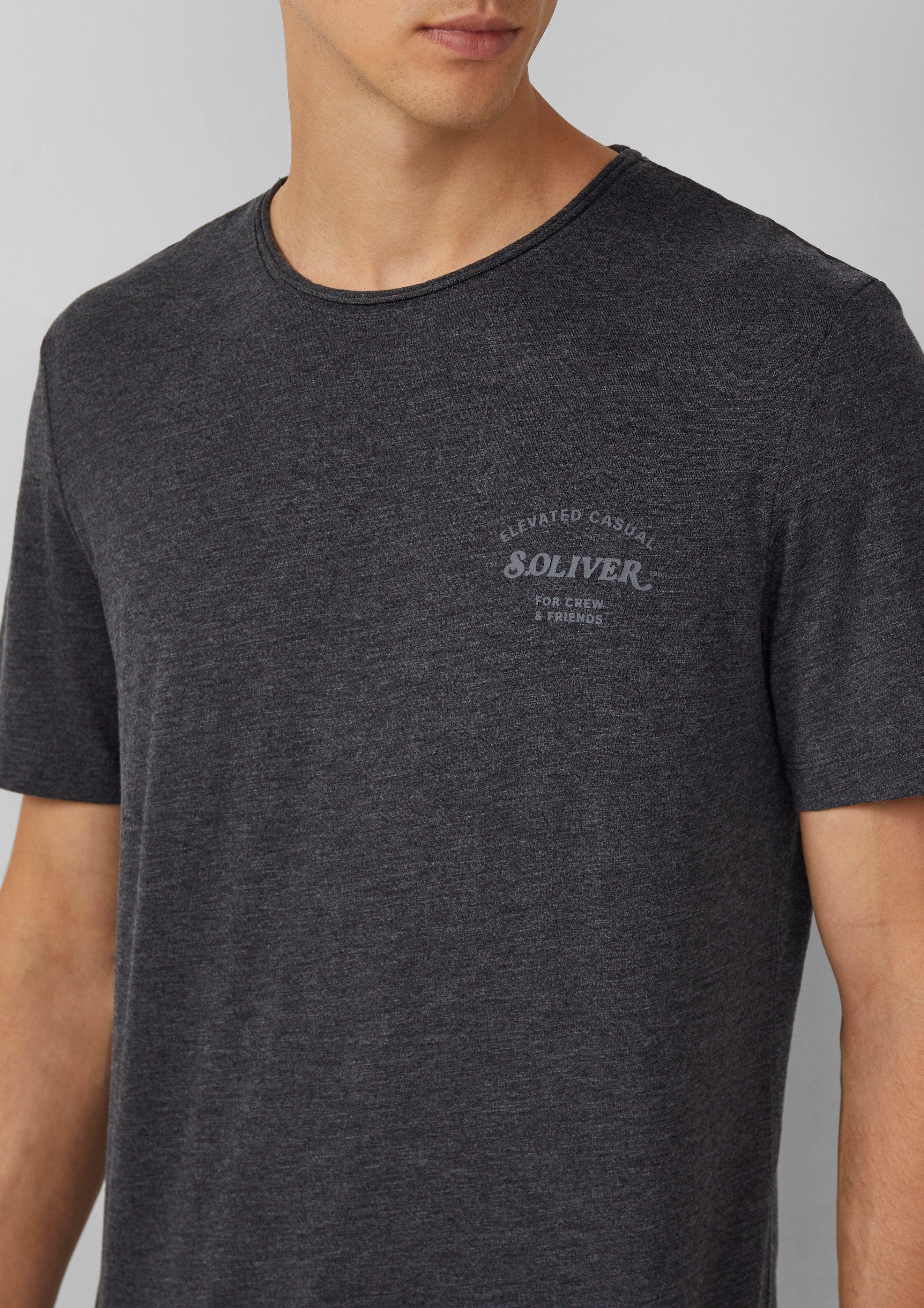 s.Oliver Kurzarmshirt Meliertes T-Shirt mit Rollkante günstig online kaufen