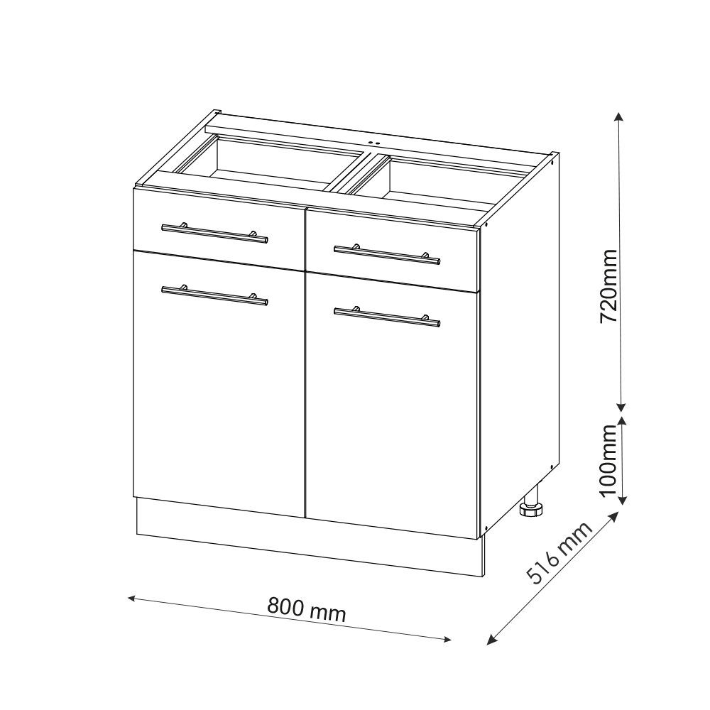 Vicco Unterschrank Fame-Line, Anthrazit Hochglanz/Eiche 80cm günstig online kaufen