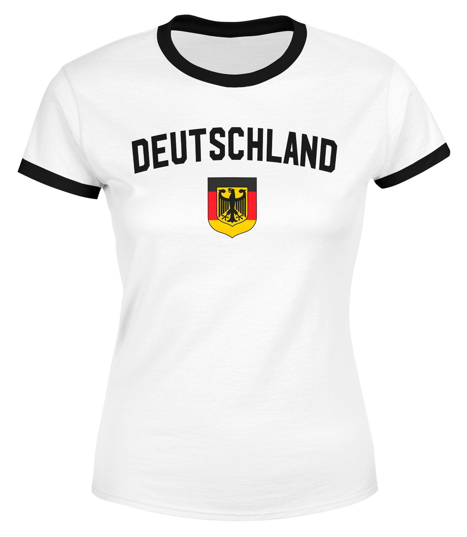 MoonWorks Print-Shirt Klassisches Damen WM-Shirt Deutschland Flagge Retro Trikot-Look