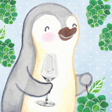 Mr. & Mrs. Panda Weißweinglas Pinguin marschieren - Transparent - Geschenk, Weinglas, Pinguine, Frü, Premium Glas, Alltagstauglich & robust