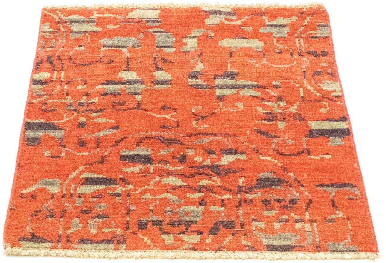 Wollteppich Designer Teppich handgeknüpft orange, morgenland, quadratisch,  Höhe: 6 mm, handgeknüpft