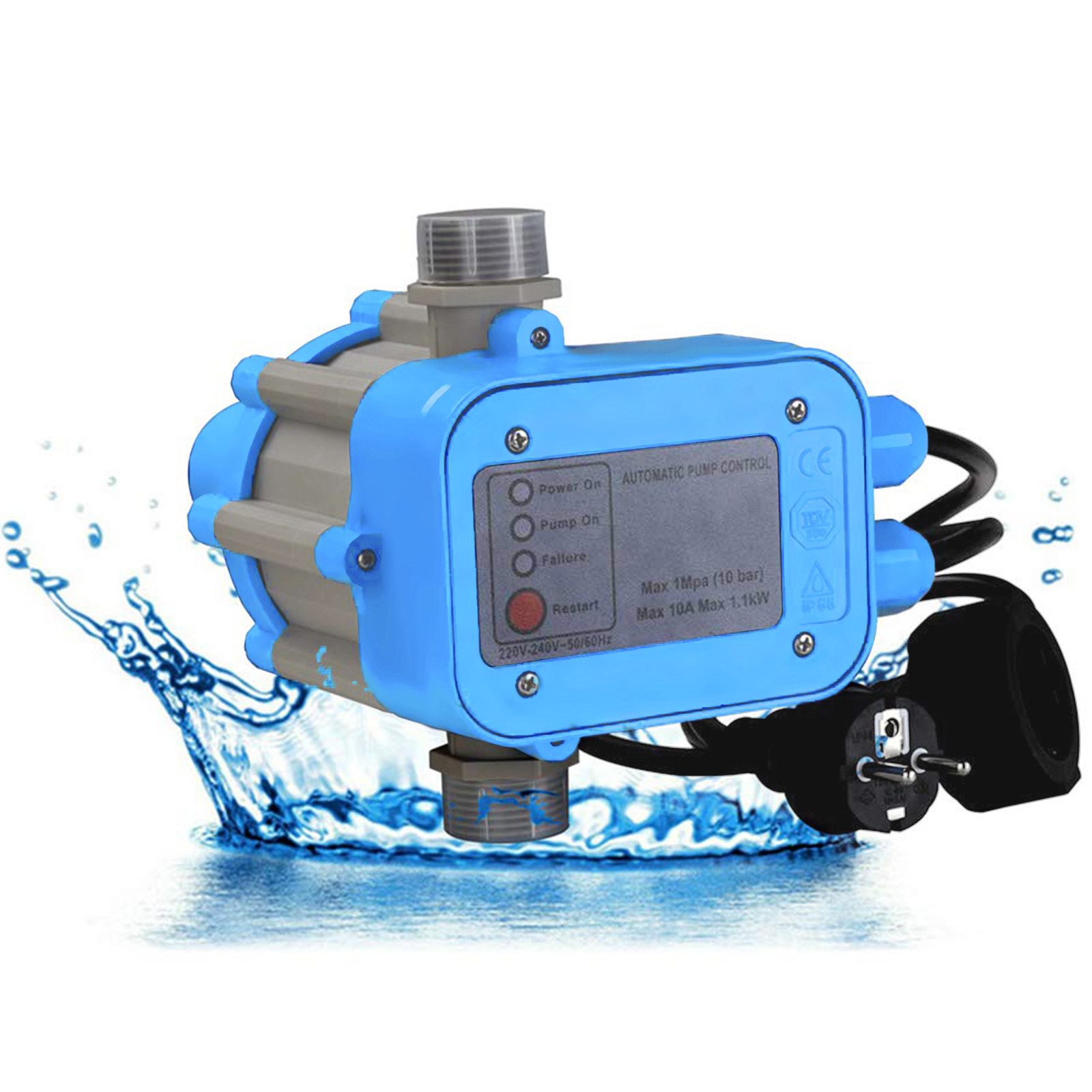 Clanmacy Wasserpumpe Pumpensteuerung Druckschalter mit Kabel Automatik «, 4800L/h Blau