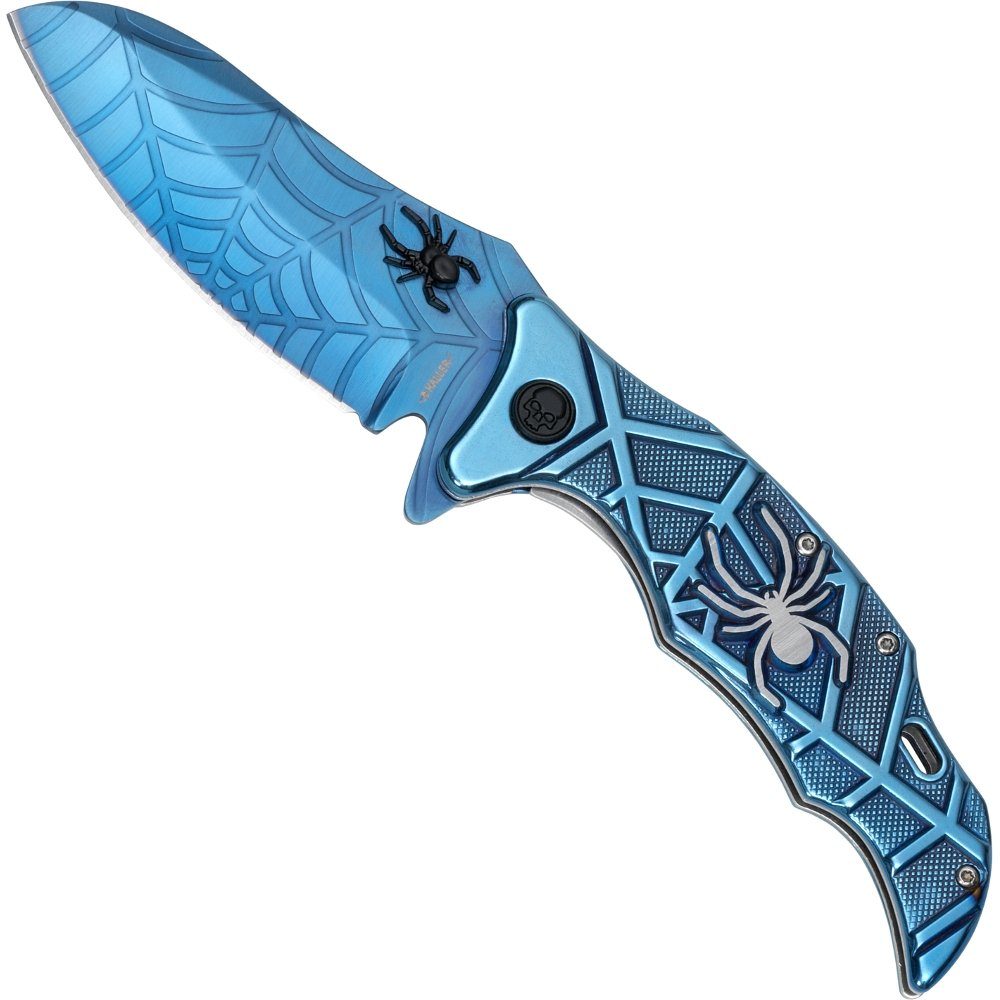 Haller Messer Taschenmesser Einhandmesser blue Spider Liner Lock Clip