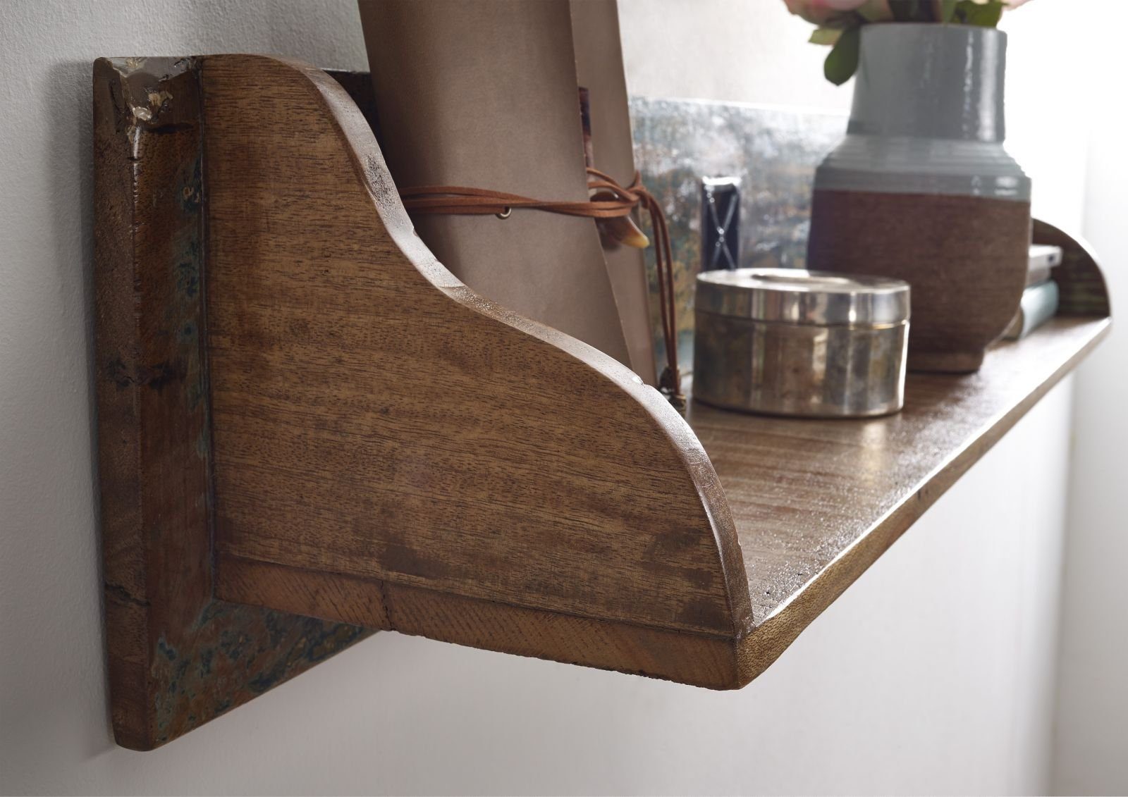 Massivmoebel24 Wandregal NATURE OF SPIRIT, 1-tlg., Altholz 116x22x24 mehrfarbig lackiert NATURE OF SPIRIT #116