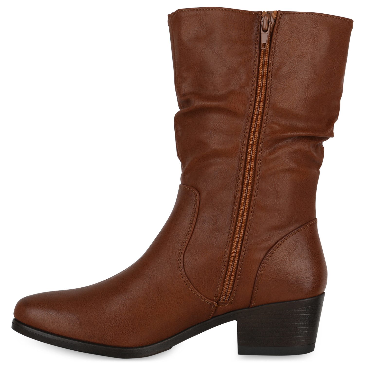 VAN HILL 840533 Stiefel Damen Klassische Stiefel Holzoptikabsatz Spitze Boo günstig online kaufen