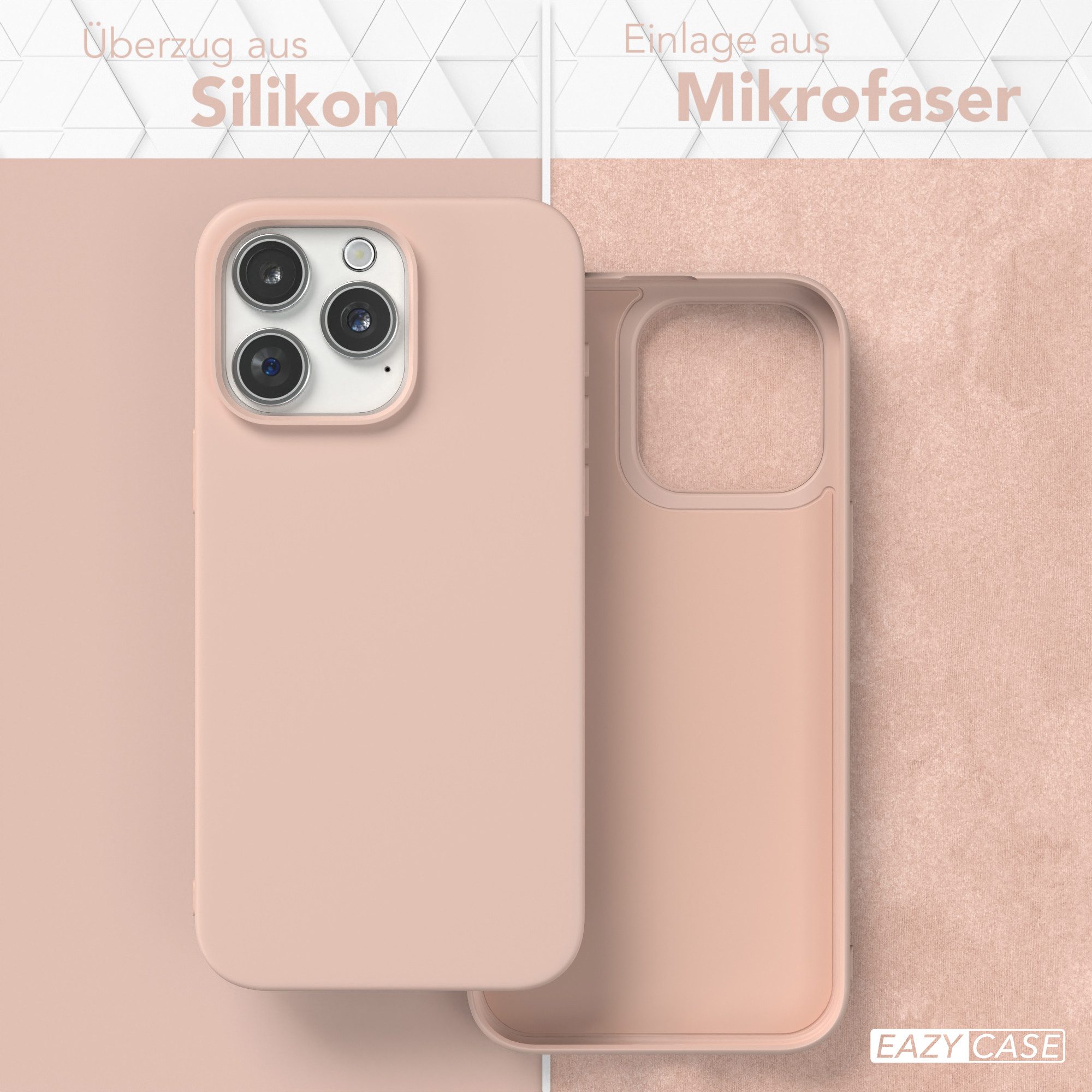 EAZY CASE Handyhülle für Apple iPhone 15 Pro Max Hülle Silikon 6,7 Zoll, Silikon Schutzhülle mit Kameraschutz kratzfest bumper Rosa Altrosa