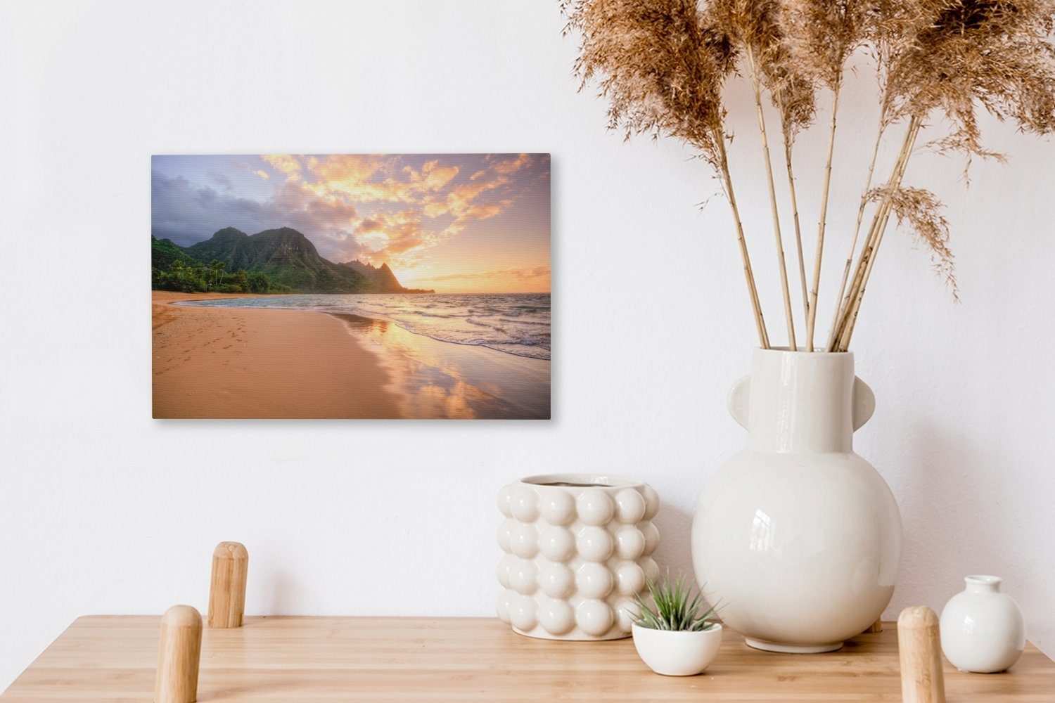 Wandbild Aufhängefertig, (1 - cm OneMillionCanvasses® Leinwandbild Hawaii Strand Leinwandbilder, - St), 30x20 Wanddeko, Himmel,