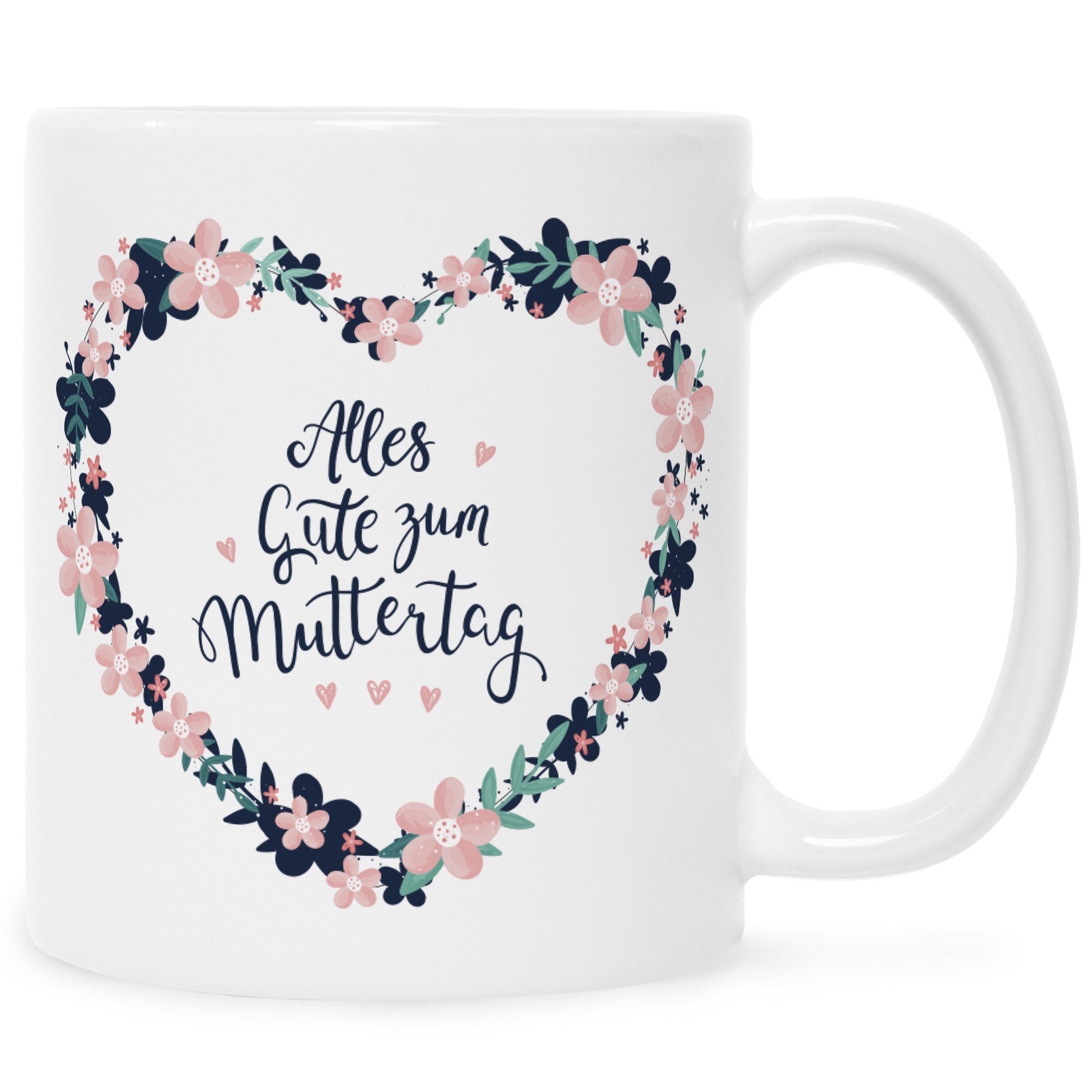 GRAVURZEILE Tasse Bedruckte Tasse mit Spruch - Alles gute zum Muttertag, Keramik, bedrucktes Geschenk für Mama zum Muttertag Weiß