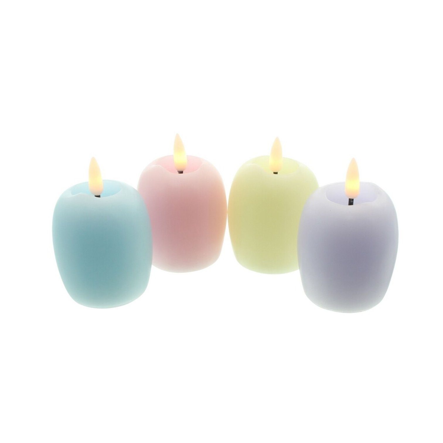 LED-Kerze "Pastell-Ei" aus Echtwachs, flammenlos flackernd, 9 cm hoch, Osterdeko
