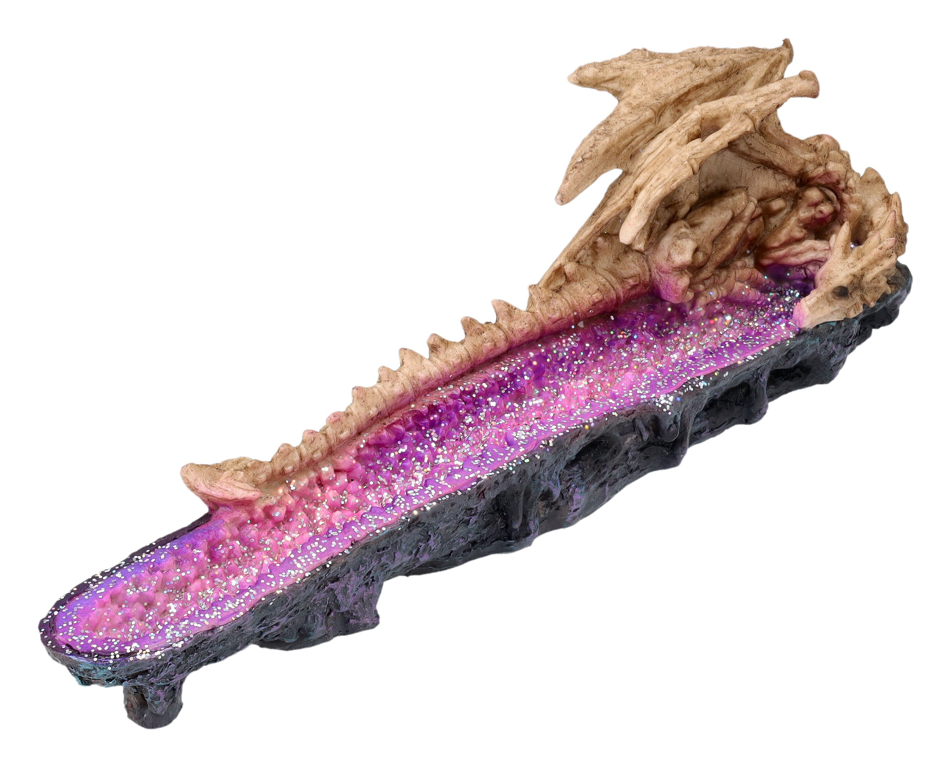 Figuren Shop GmbH Räucherstäbchen-Halter Räucherstäbchenhalter - Skelett Drache - Fantasy Räucherhalter Deko