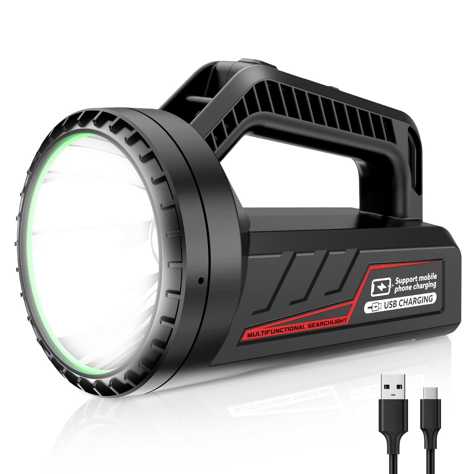 Housruse LED Taschenlampe LED Aufladbar Taschenlampe, Notlicht  Handscheinwerfer Campinglampe, mit integriertem akku und usb-ladekabel