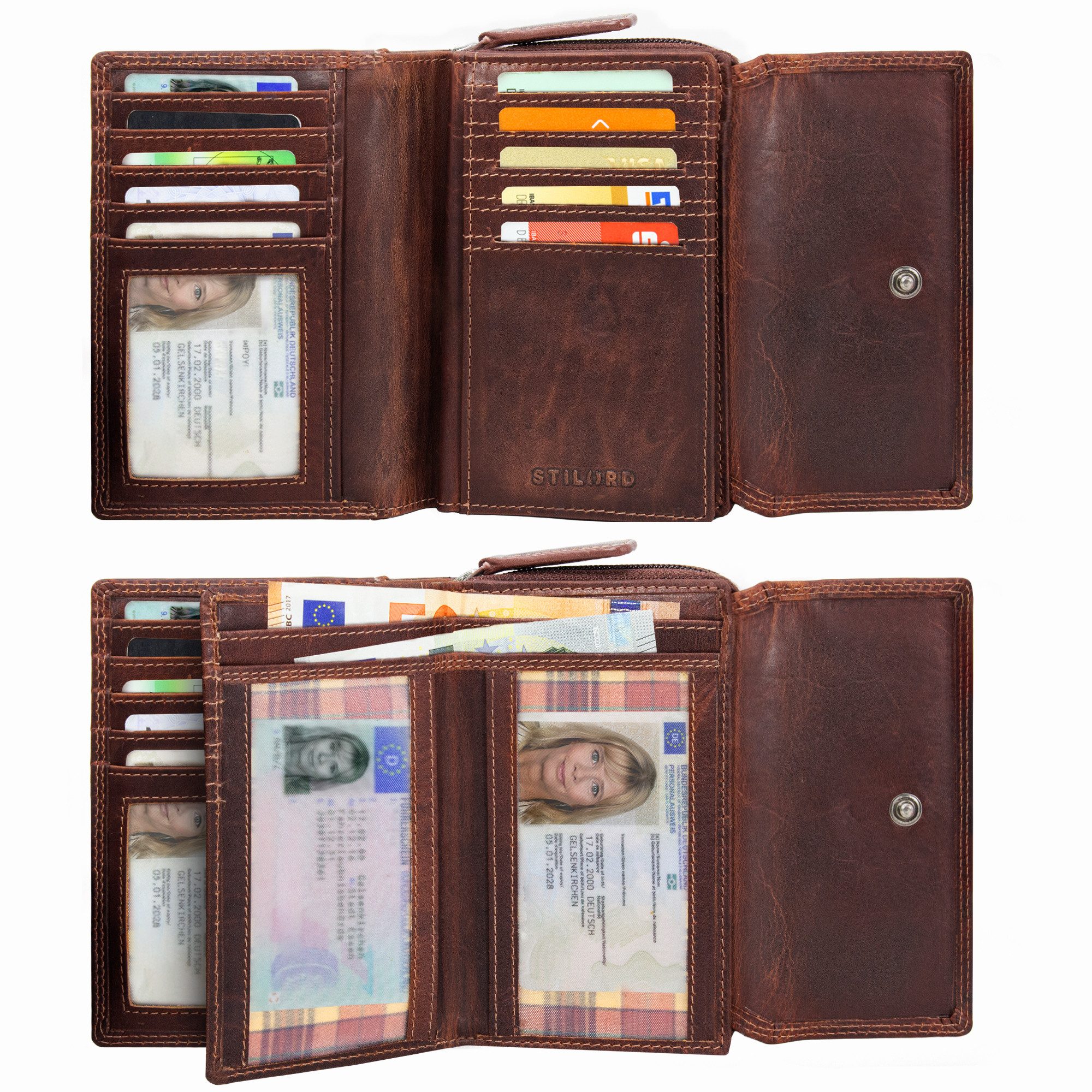 STILORD Geldbörse "Thea" Damen Geldbeutel Leder RFID mit Geschenkbox – Bild 4 von 5