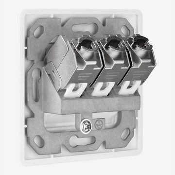 kwmobile Keystone Dose Modul Set - 3x Modul, 1x Netzwerkdose - CAT 6A Netzwerk-Adapter, 8,00 cm