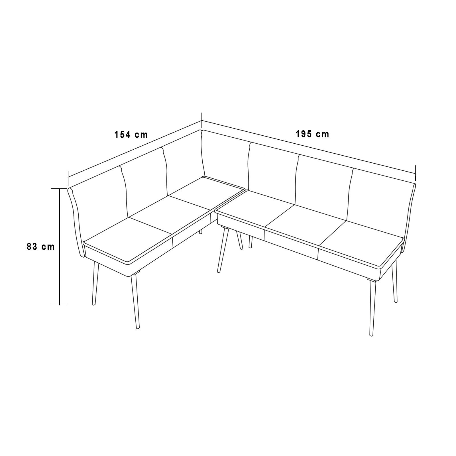 HTI-Living Eckbank Eckbank 154 x 195 cm Mesilla kurzer Schenkel links (Stück, 1-St., 1 Eckbank), Sitzbank Polsterbank