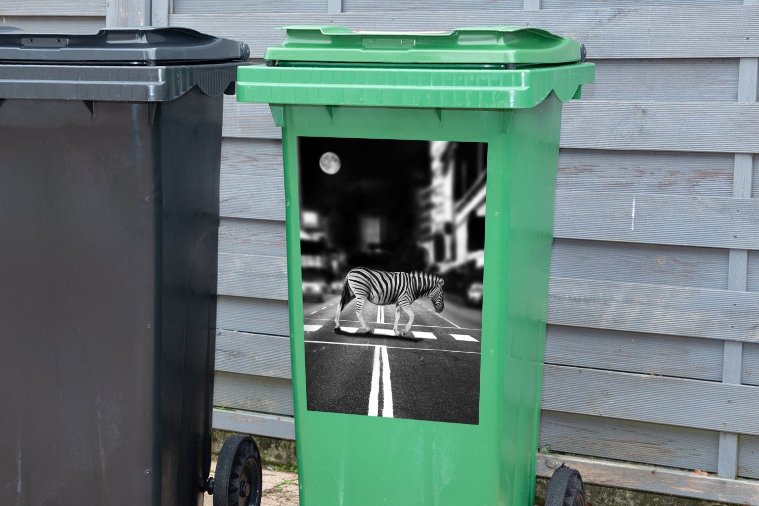 Abfalbehälter MuchoWow Container, Sticker, Mülleimer-aufkleber, Zebrastreifen Wandsticker St), (1 Mülltonne,