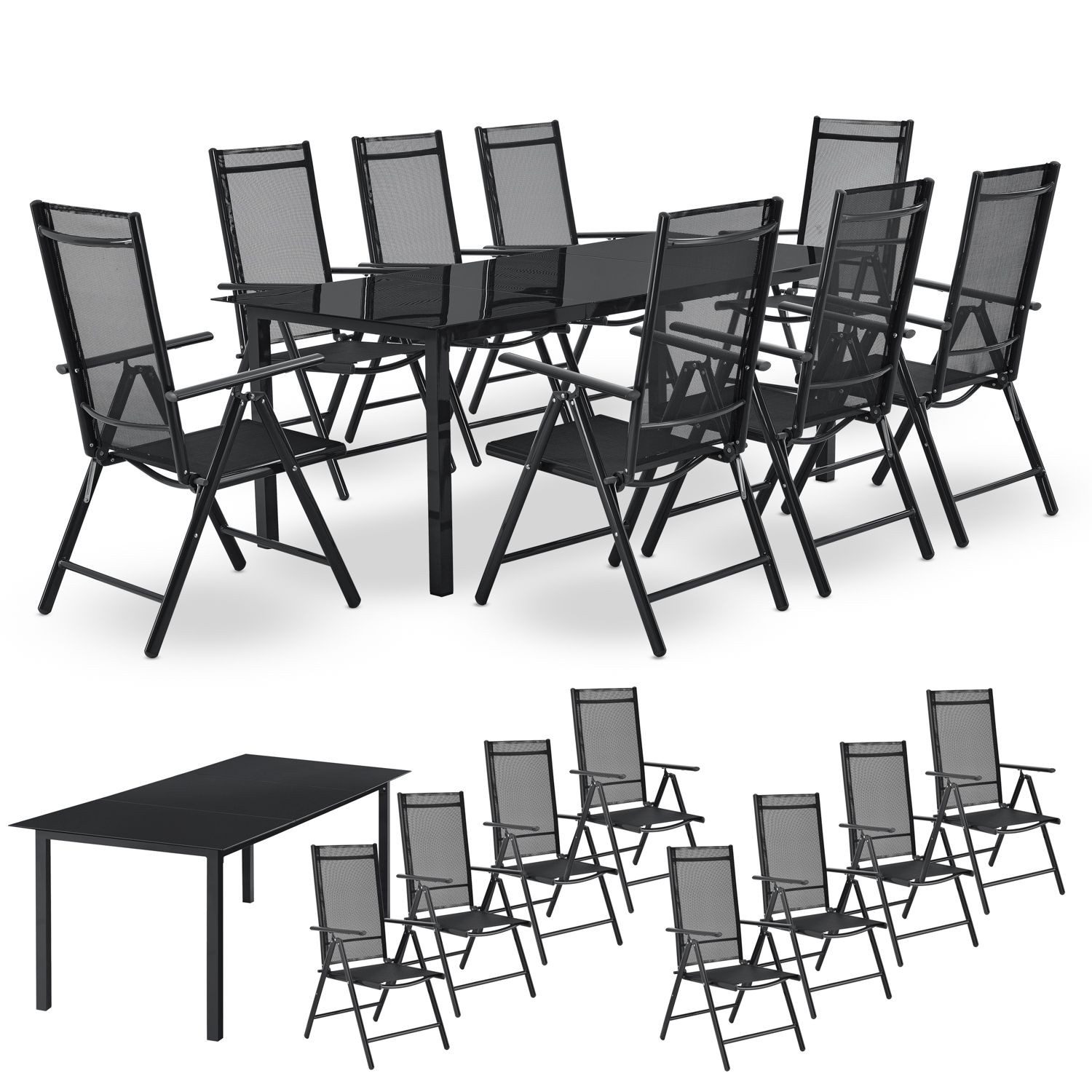 Juskys Garten-Essgruppe Milano, (9-tlg), 8 Gartenstühlen günstig online kaufen