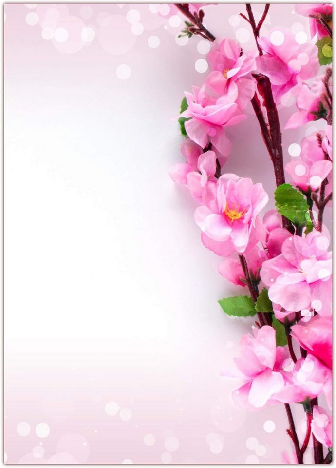 Thumbnail - LYSCO Briefpapier Motivpapier + Briefumschlag Motiv-Kirschblüten an Zweigen (5187), gut beschreibbar, für alle Drucker g...