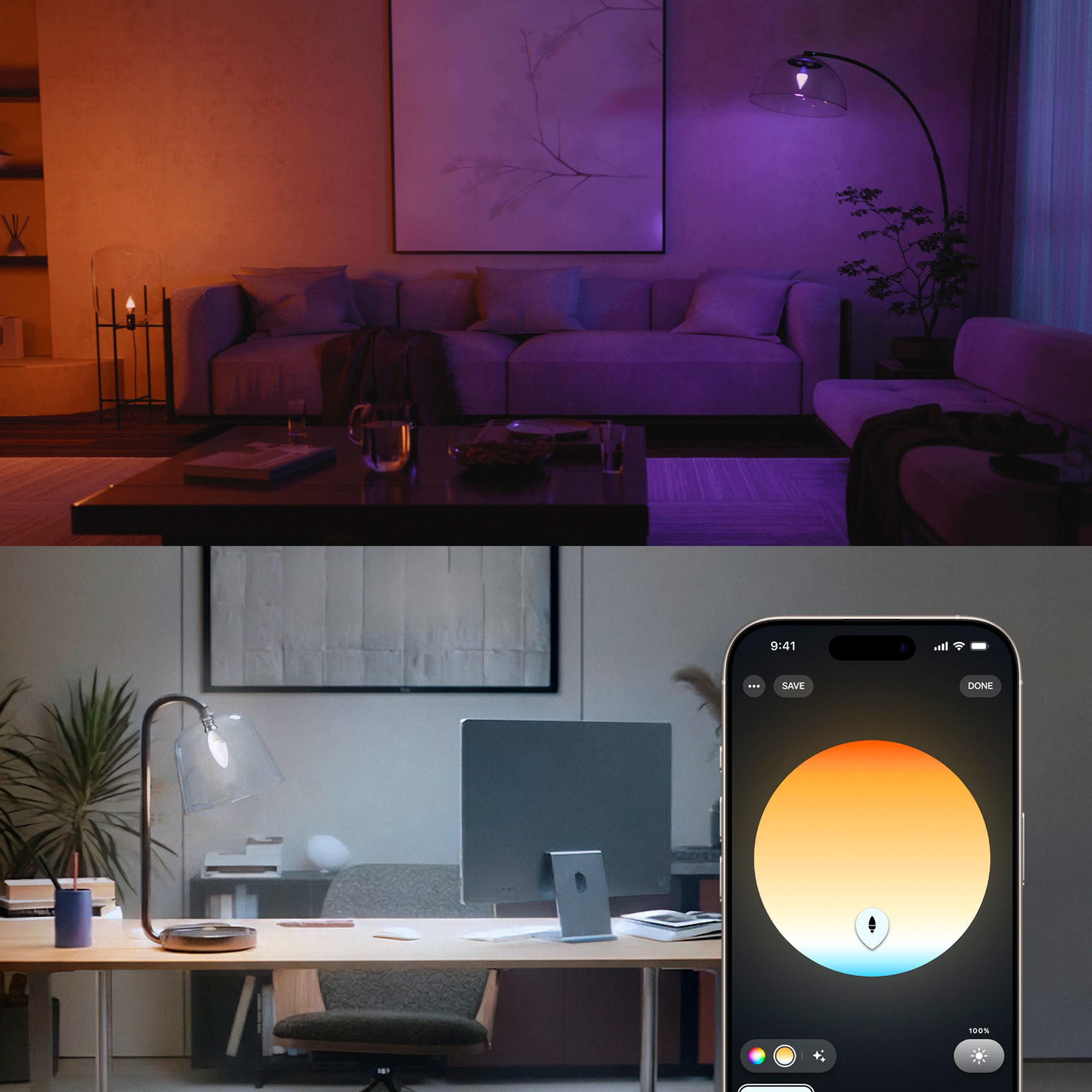 Philips Hue LED-Leuchtmittel Smarte Kerzenlampe, E14, 500 lm, White & Color Ambiance, 2er‑Pack, E14, 2 St., Farbwechsler, 1000–20000K, auf 0,2% dimmbar, App‑ &  – Bild 5 von 5