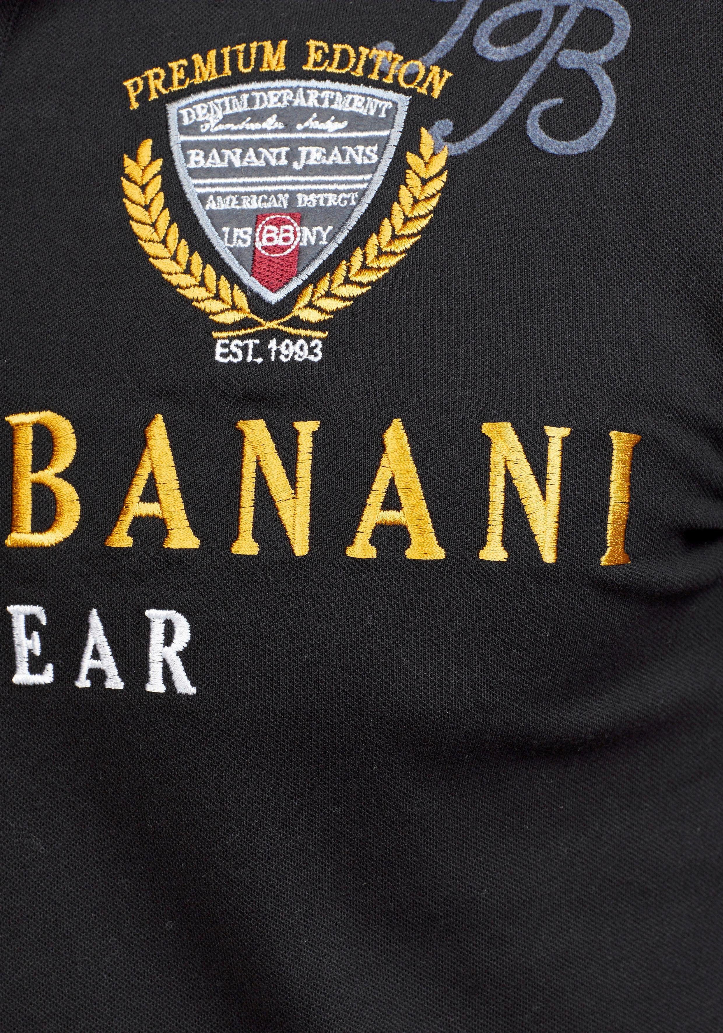 Bruno Banani Poloshirt körpernahe Passform, mit Stickereien und Badges, Polokragen