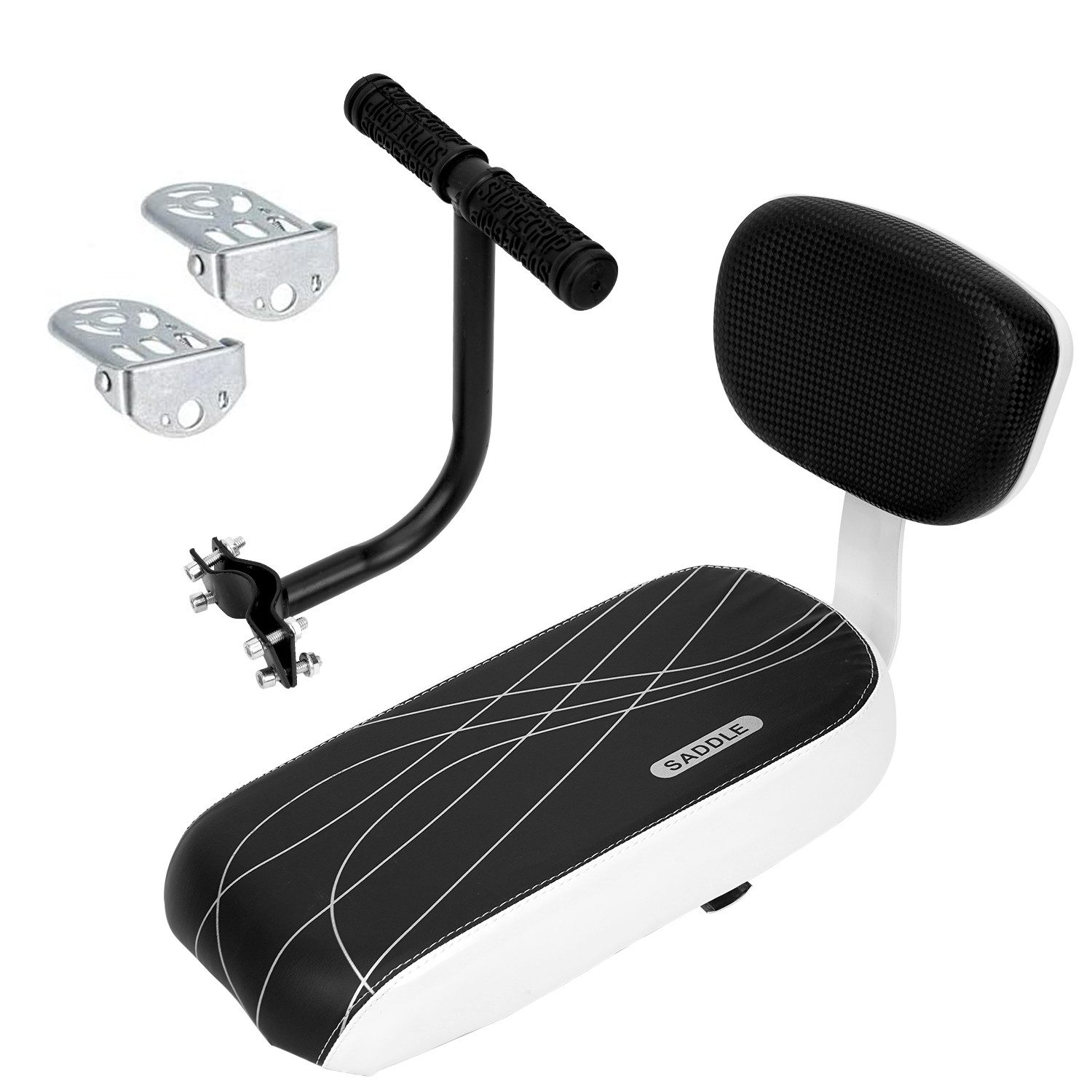 OSTWOLKE Fahrradkindersitz Fahrrad-Rücksitzkissen Kinder Rückenlehne mit Armlehne Fußstütze, ab: 5 Jahren