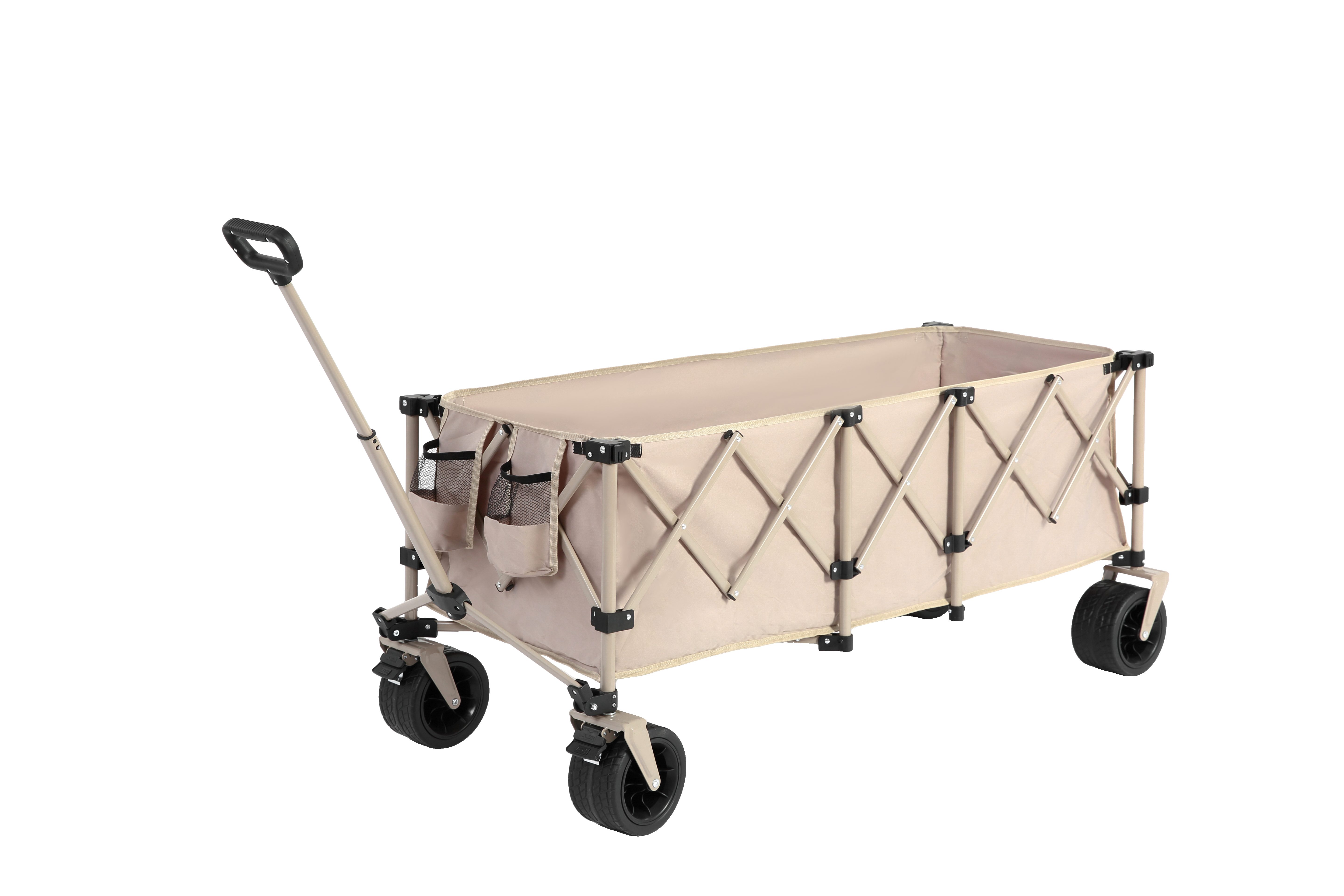 STILVORA Bollerwagen Verlängerter Strandwagen Handwagen klappbar mit Getränkehalter&Rollen