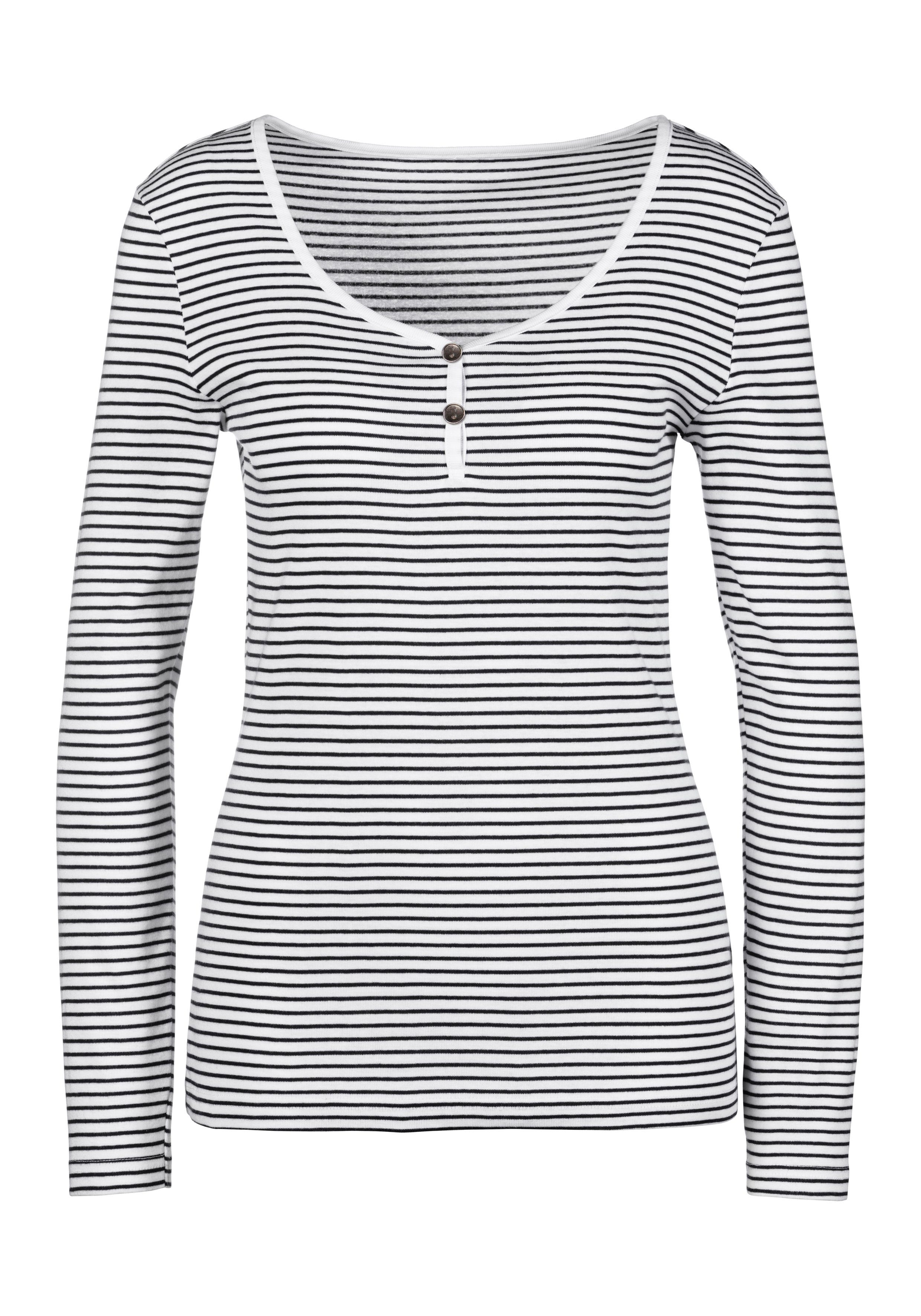Damen Shirts Beachtime Langarmshirt (2er-Pack) aus weicher Rippqualität
