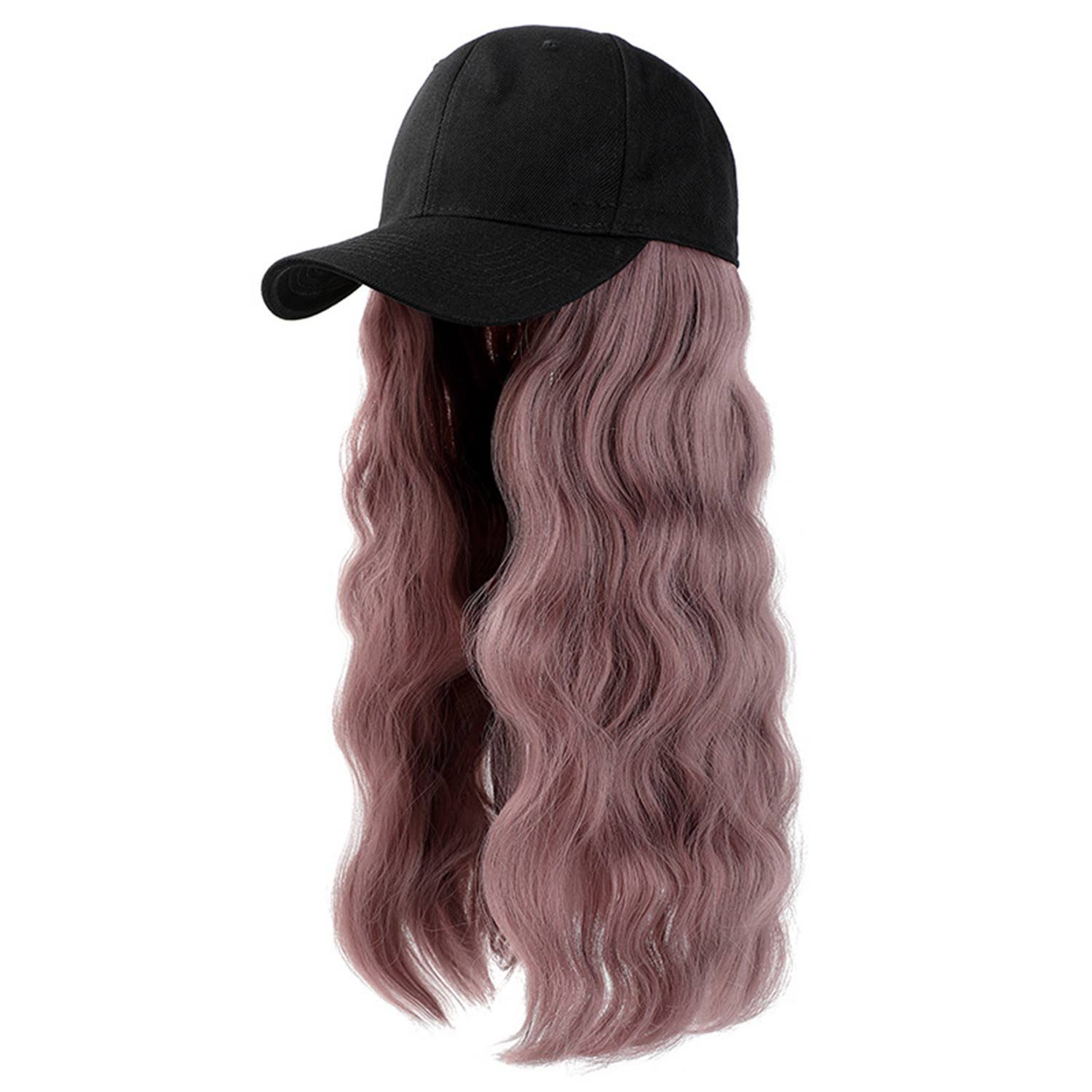 Refttenw Baseball Cap Damen Baseballmütze mit 55cm Lange Gewellte Наращивание волос