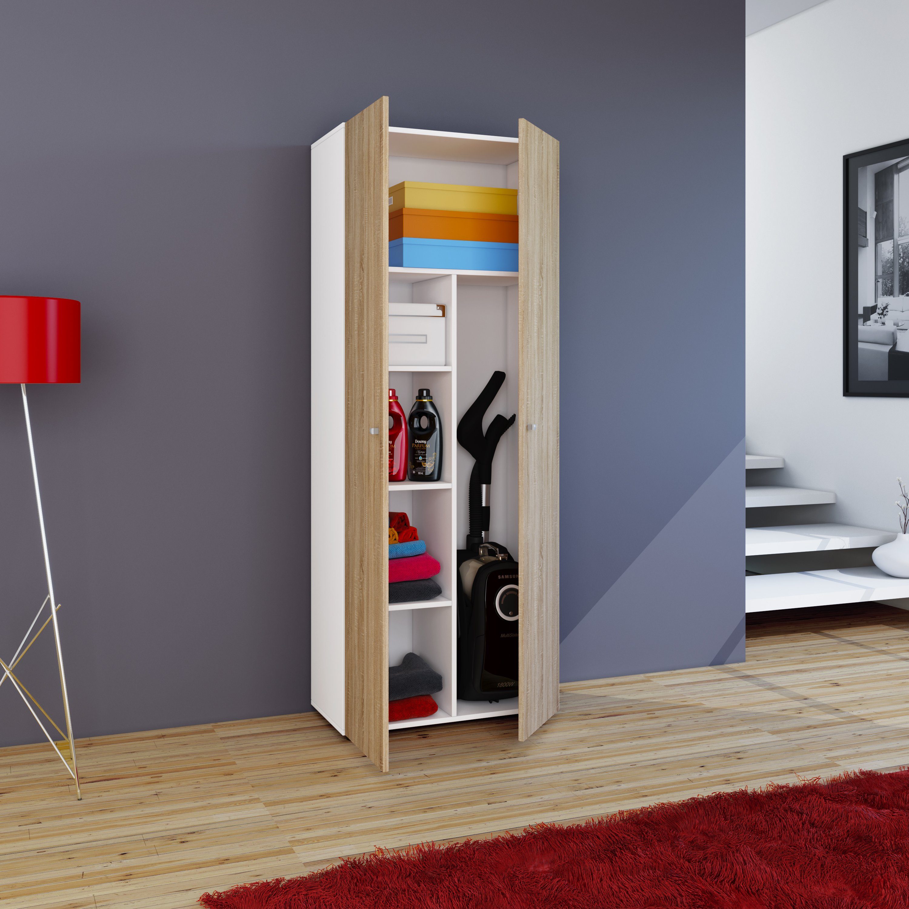 VCM Mehrzweckschrank Haushaltsschrank Vandol B. 70 x H. 178 x T. 40 cm Besenschrank, 6 Fächer