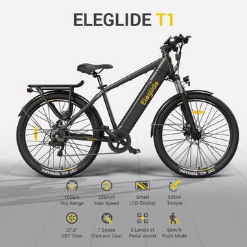Eleglide E-Bike T1 36V 13AH 27,5" CST-Reifen, 7 Gang SHIMANO, 250W Heckmotor, 5 Assist Levels & 6km/h Walk Mode