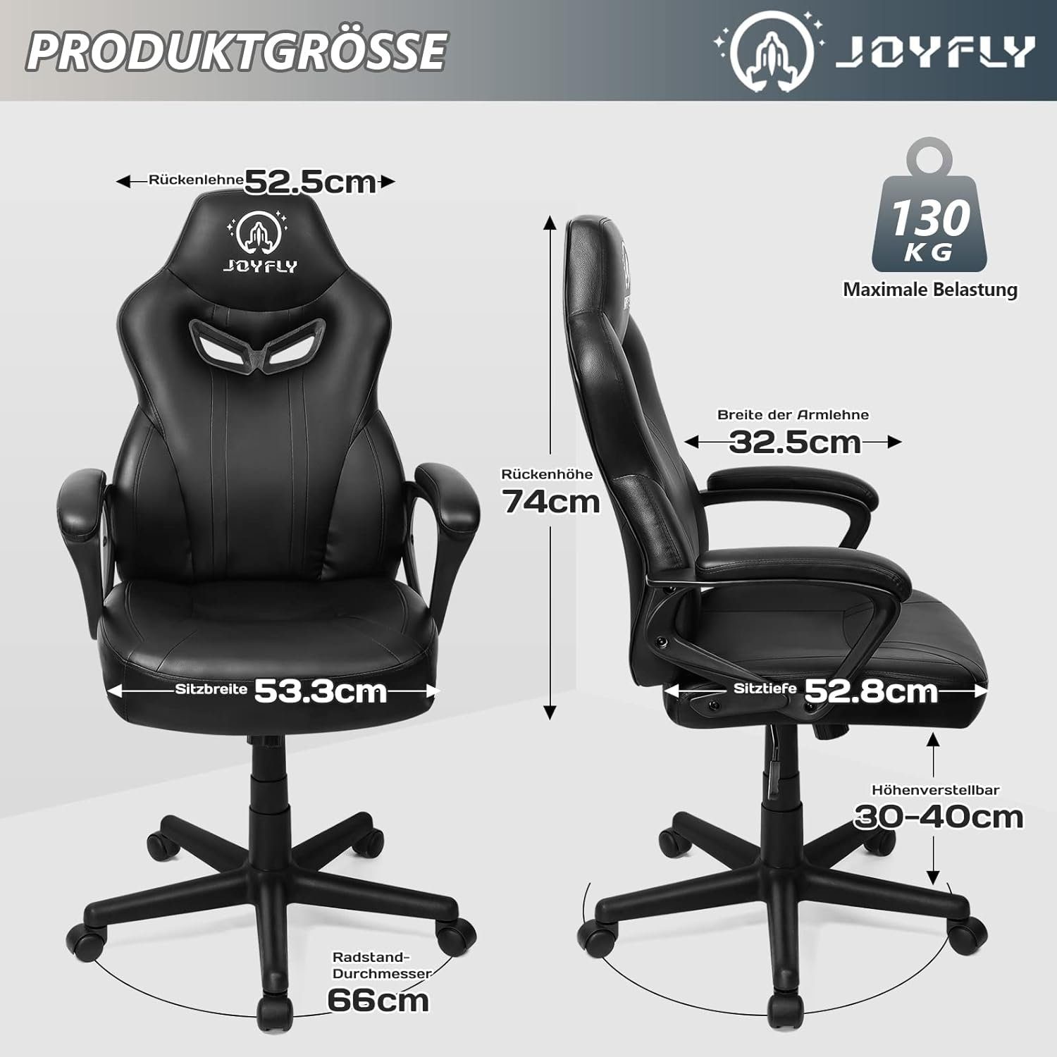 JOYFLY Gaming Chair (Gamer-Stuhl: Ergonomischer Lordosenstütze PC-Stuhl Lendenwirbelstütze), mit mit Höhenverstellbar mit Gaming Gaming-Stuhl Bürostuhl
