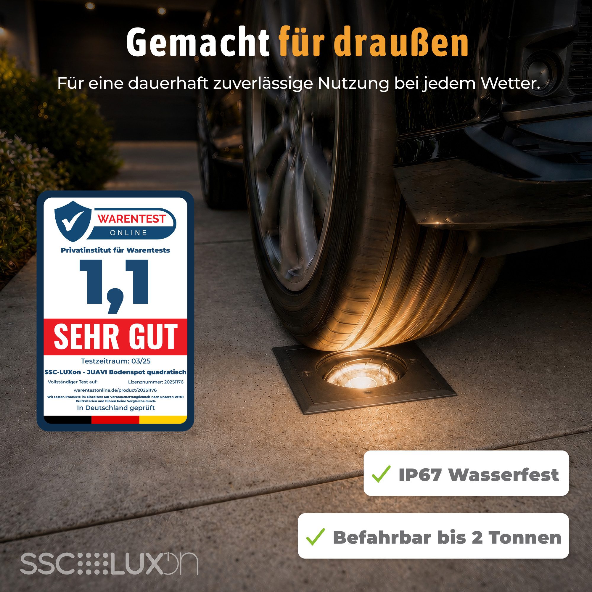 SSC-LUXon LED Gartenstrahler JUAVI schwarze Bodenleuchte Einbau mit GU10 WiFi 4W App, Smart