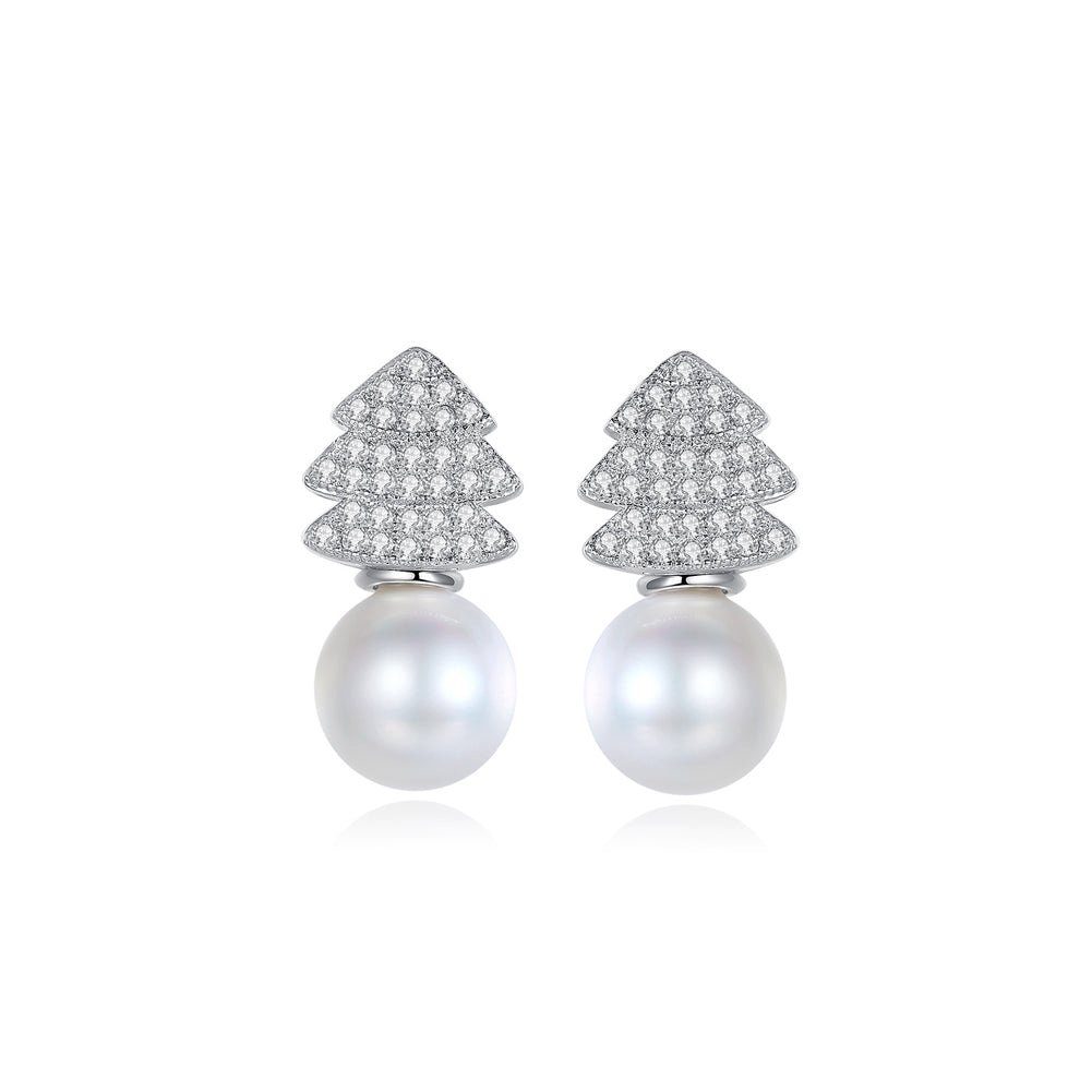 Invanter Paar Ohrhänger , weiße Geschenkbox für inkl minimalistische Frauen Weihnachtsbaum Imitation Perlen Weihnachtsgeschenke Ohrringe