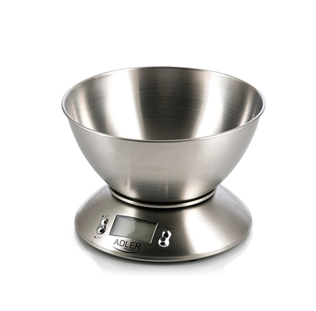 Adler Küchenwaage AD 3134 Digitale Küchenwaage aus Edelstahl mit Schüssel & LCD-Display, (Küchenwaage), Timer & Thermometer integriert