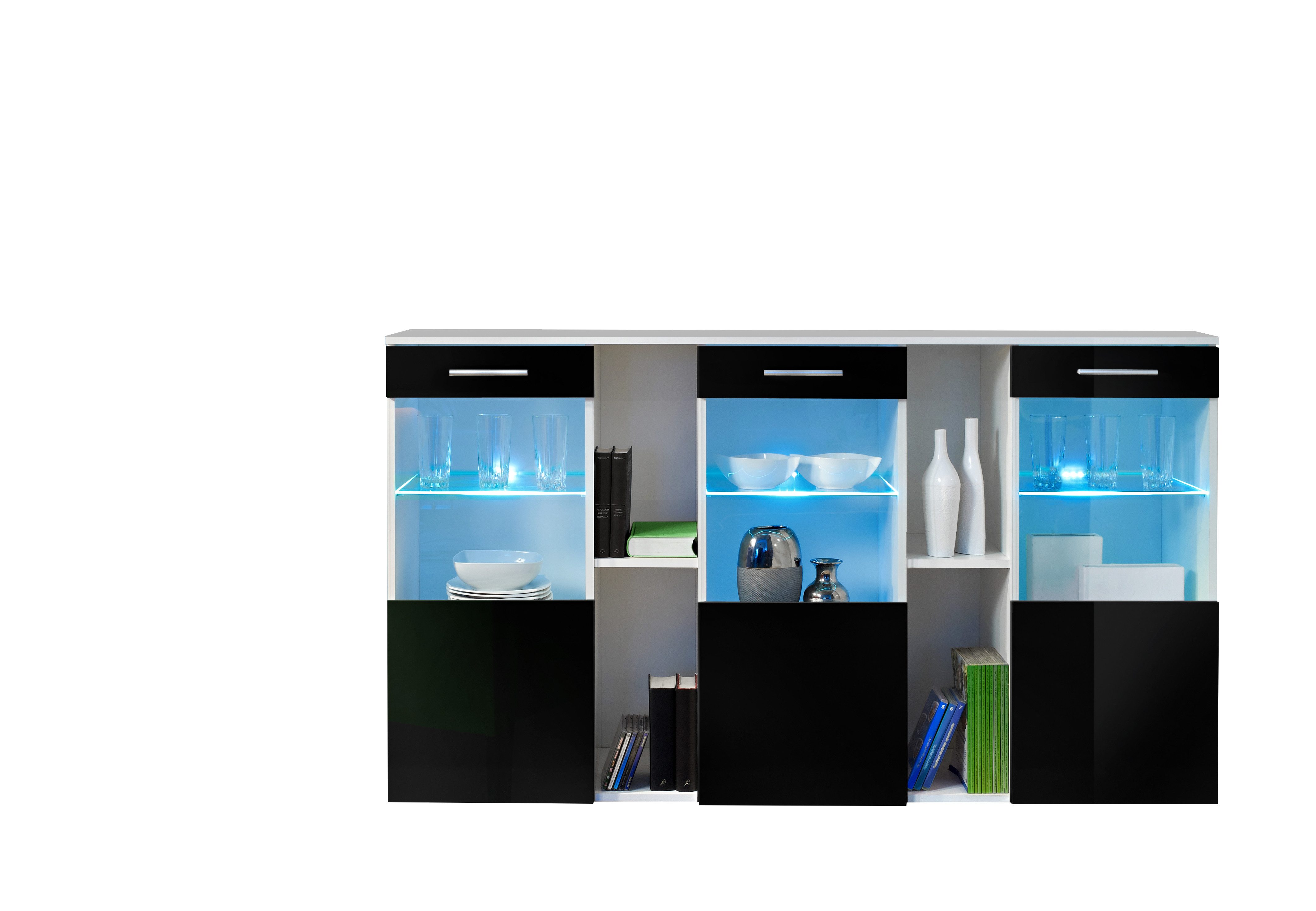 ASM-Moebel Kommode Kommode SB DORADE mit Hochglanz Fronten und LED Beleuchtung, Mit Hochglanzfronten und Led Beleuchtung